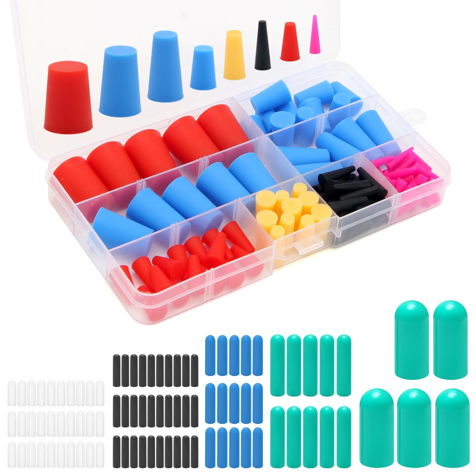 110+90 PCS Silicone Rubber Tapered Plug Set 110PCS High-Temperature Resistant…