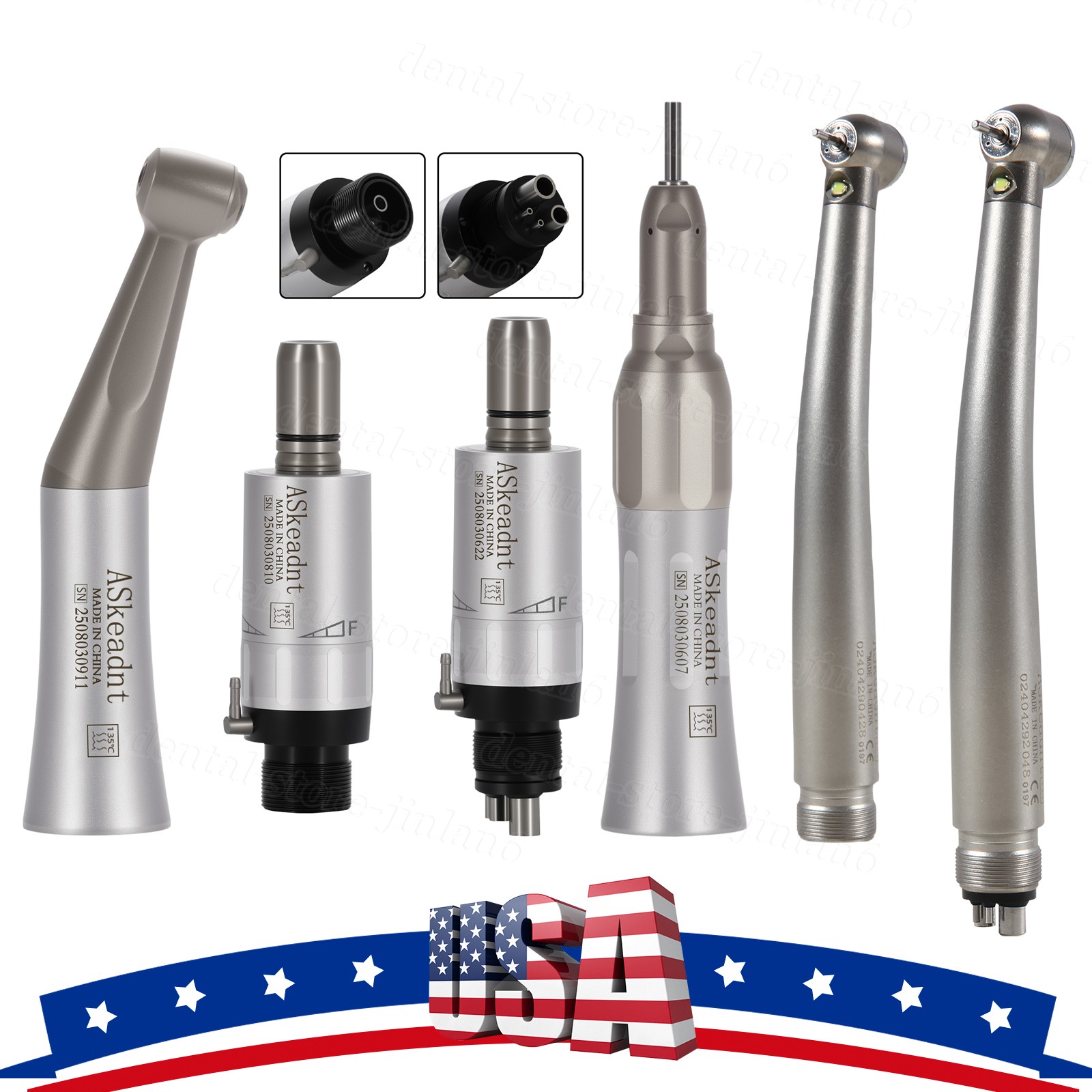 Dental E-generator LED High/Low Speed Handpiece Kit Straight 4Hole/2Hole