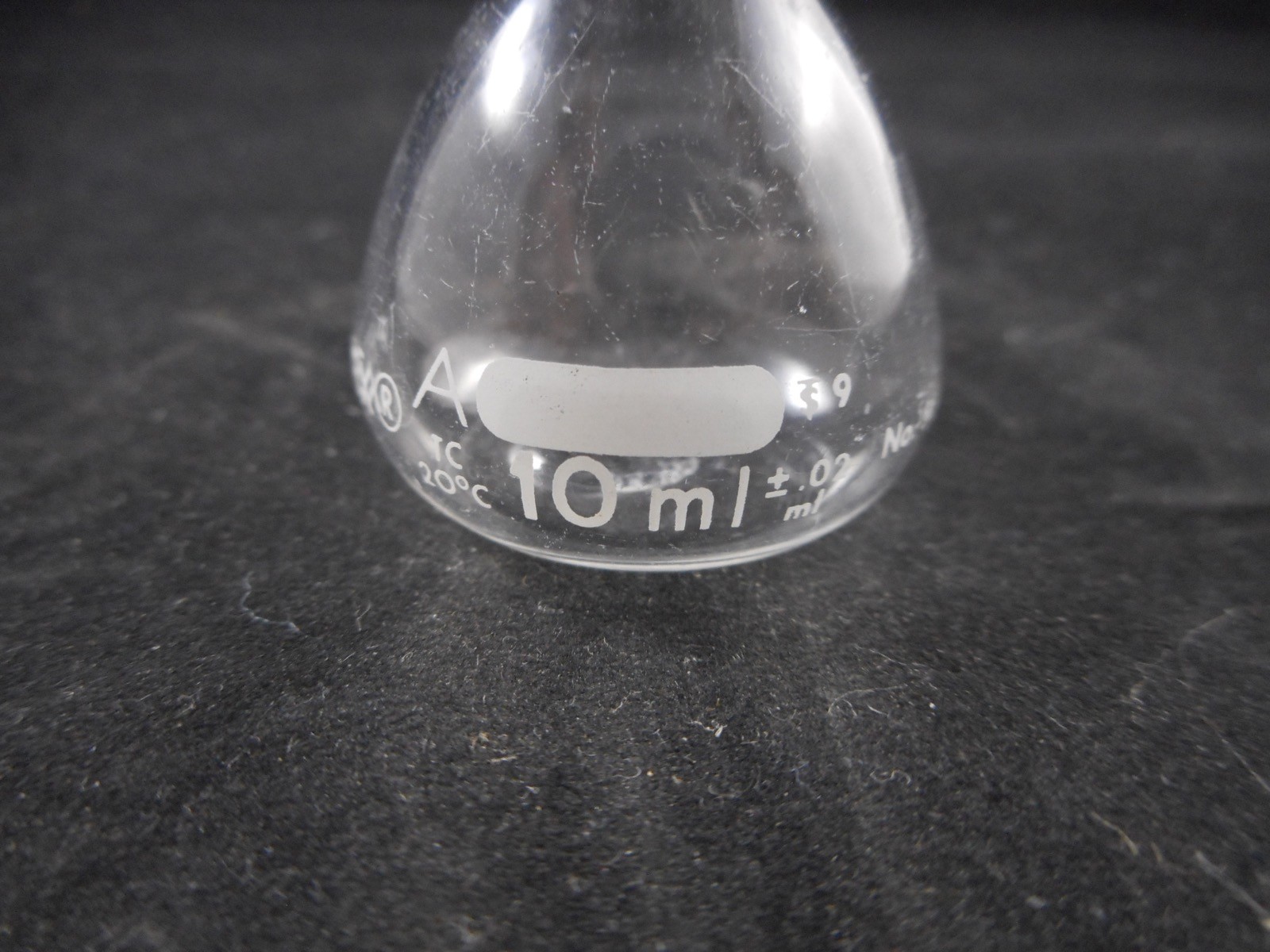 PYREX Glass Class A 10mL TC ±0.02mL Volumetric Flask Stopper Size #9 5642-10