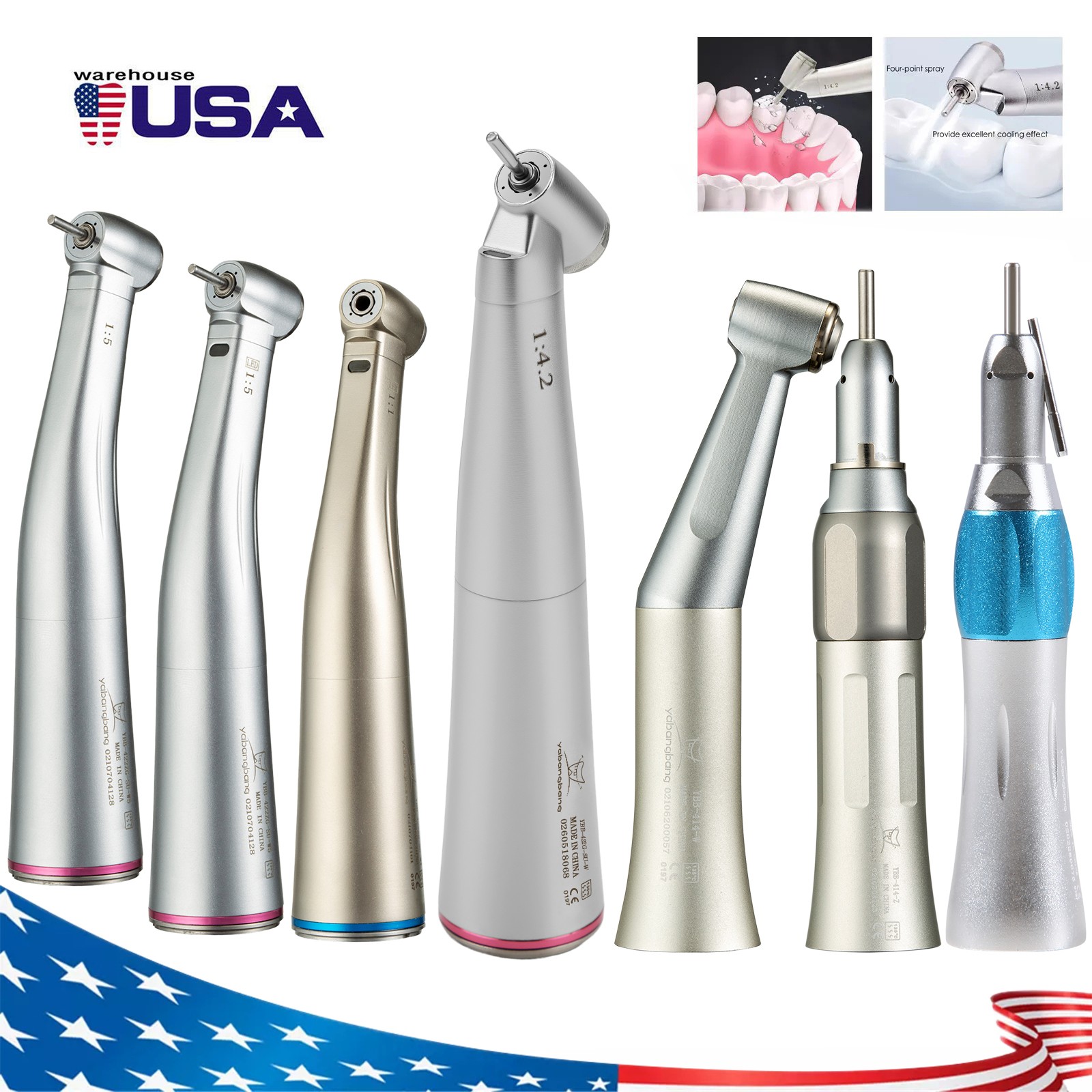NSK Style Dental Contra Angle 1:1/1:5/1:4.2 (LED Fiber Optic) Handpiece E-type
