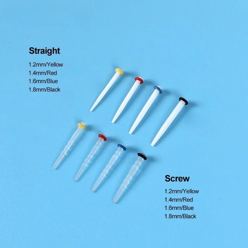 Dental Fiber Post Kit Screw/Straight Post Quartz Glass Thread Pile 200Pcs/Box