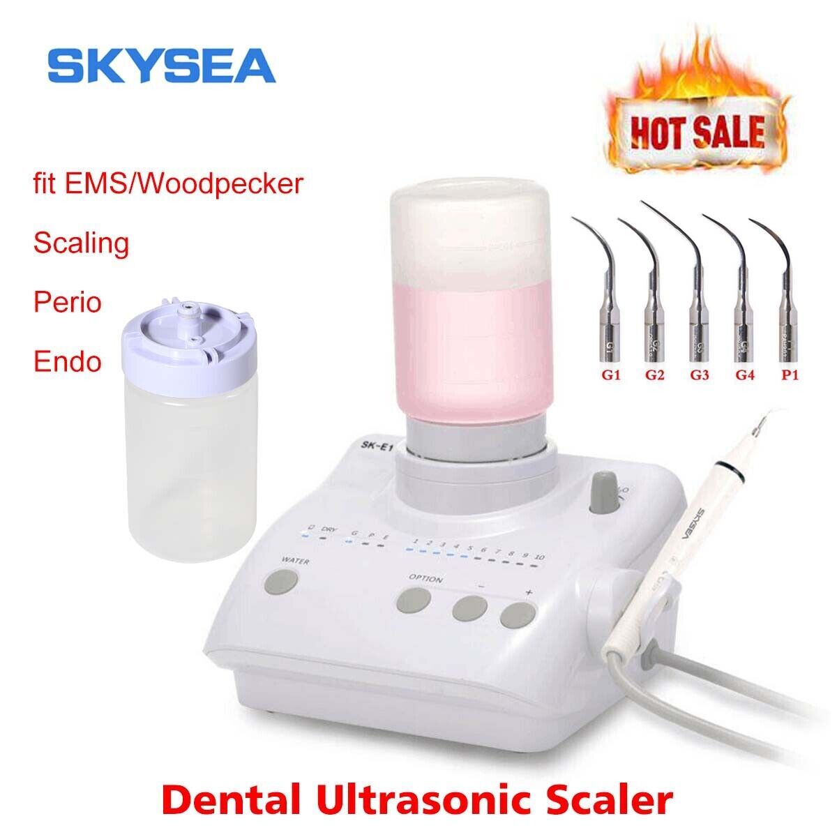 Dental Ultrasonic Piezo Scaler w/ 2 Water Bottles Handpiece for EMS Woodpeck AH