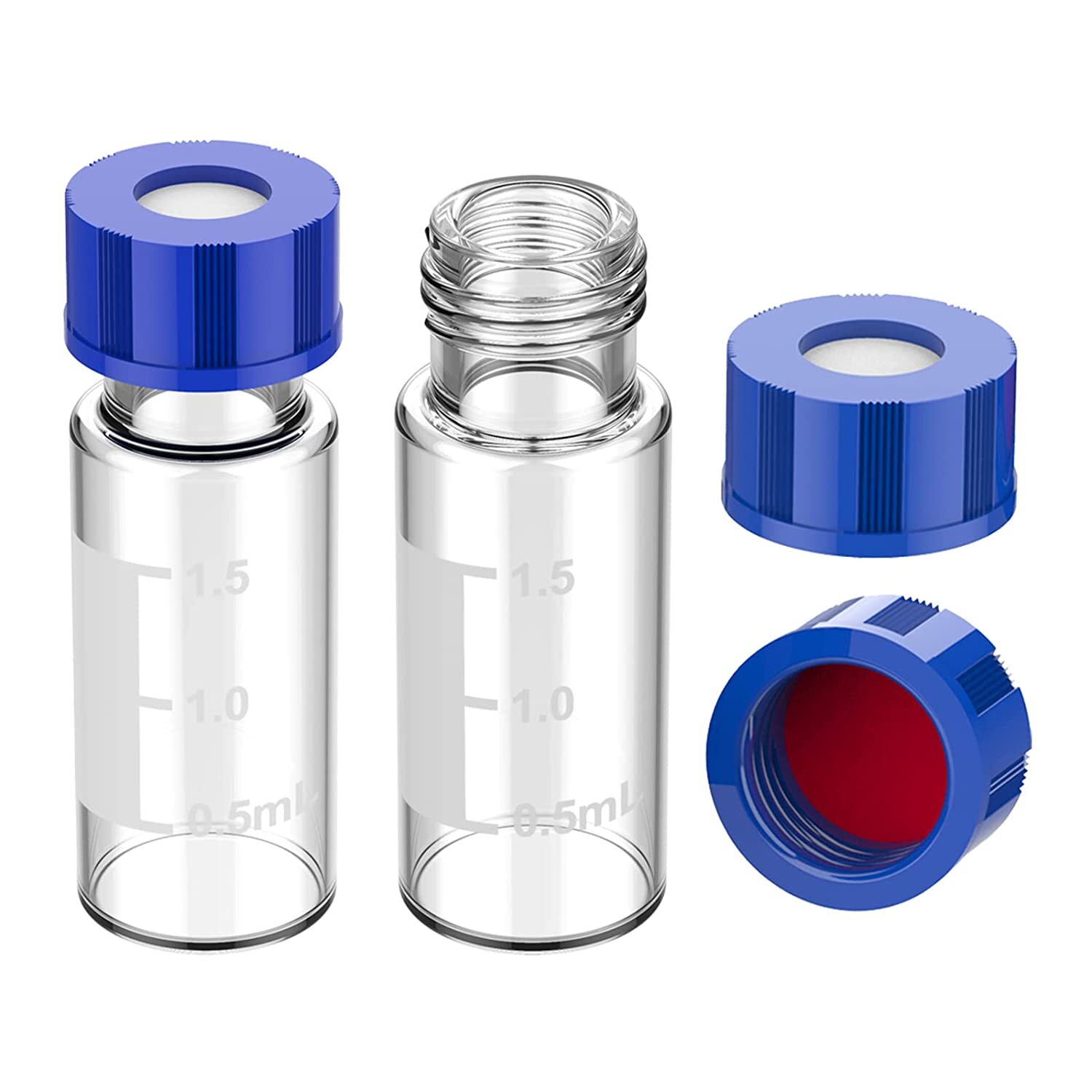10000ps 2ml Sample Clear Autosampler Vials Screw Caps 9-425 HPLC GC PTFE 9mm Top