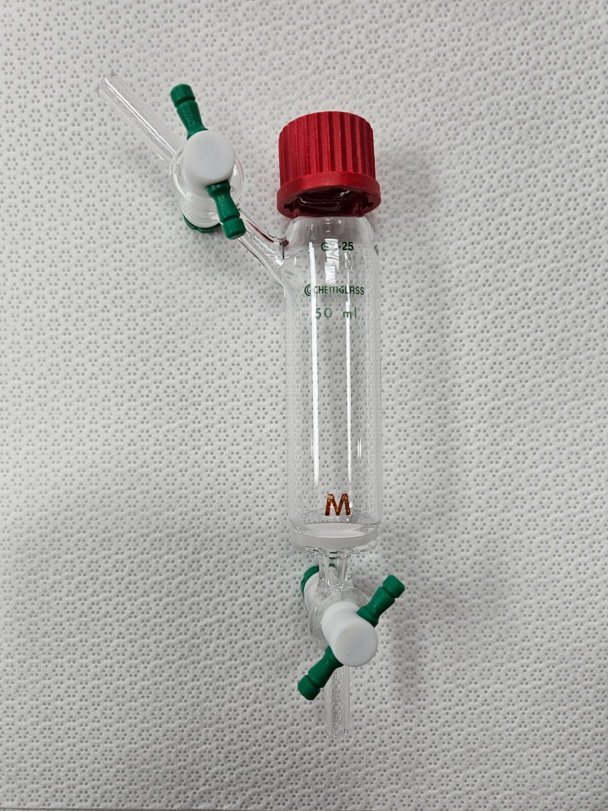 CHEMGLASS CG-1861-03 Peptide Synthesis Vessel 50mL Solid Phase, Med Frit, GL 25