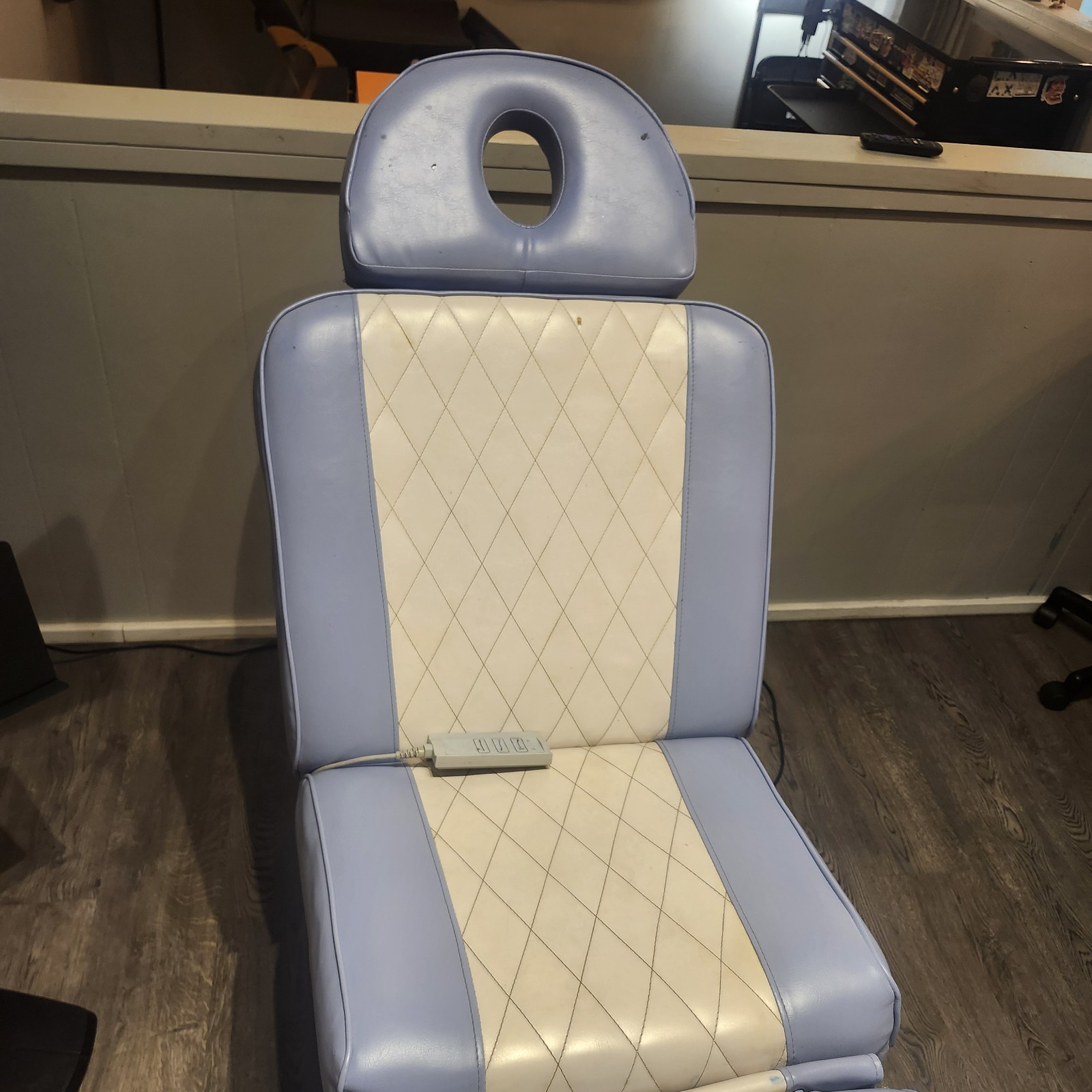 chair Adjustable Padded Exam/Procedure Chair Table, Blue/White, Headrest
