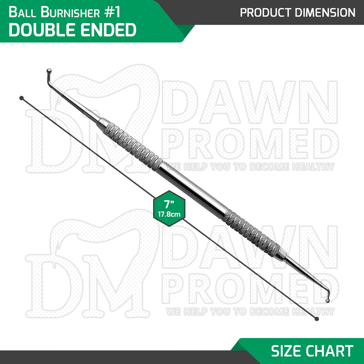 3 Pcs Dental Ball Burnisher 1 Double Ended 1.3mm & 1.8mm Amalgam Filling Set