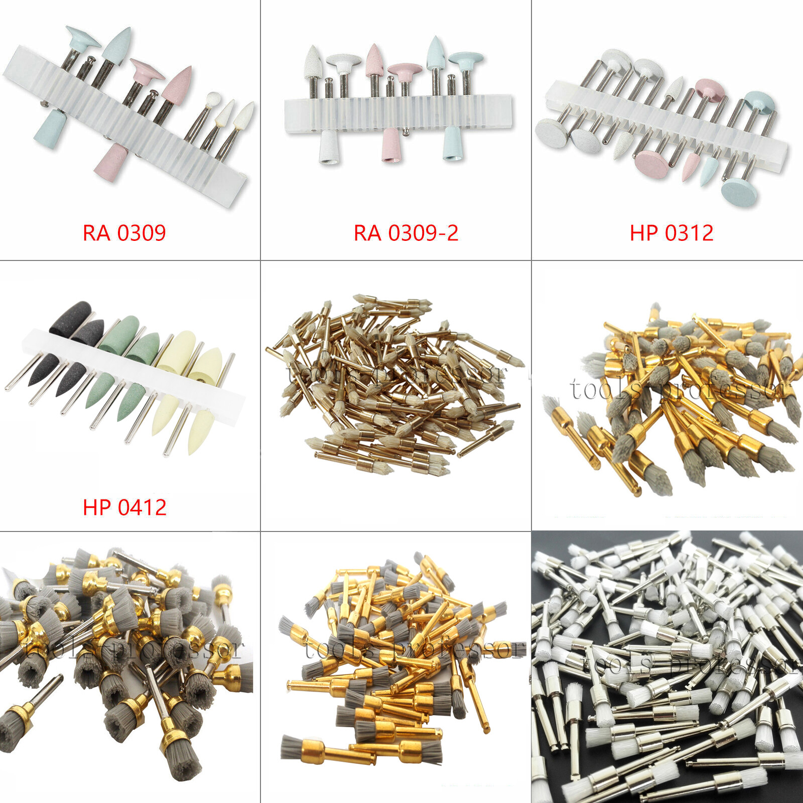 Dental Diamond Burs Cups Brushes Composite Polishing Kit for Low Speed Handpiece