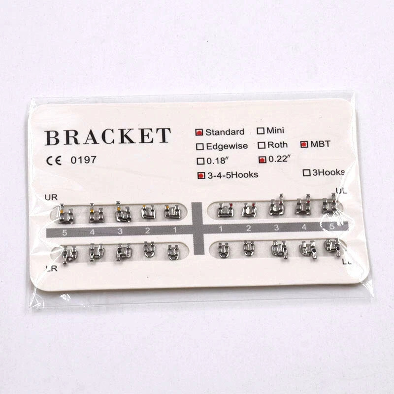 20 Pcs/Set Orthodontic Dental Mini/Standard 018/022 Metal Brackets Braces Hooks