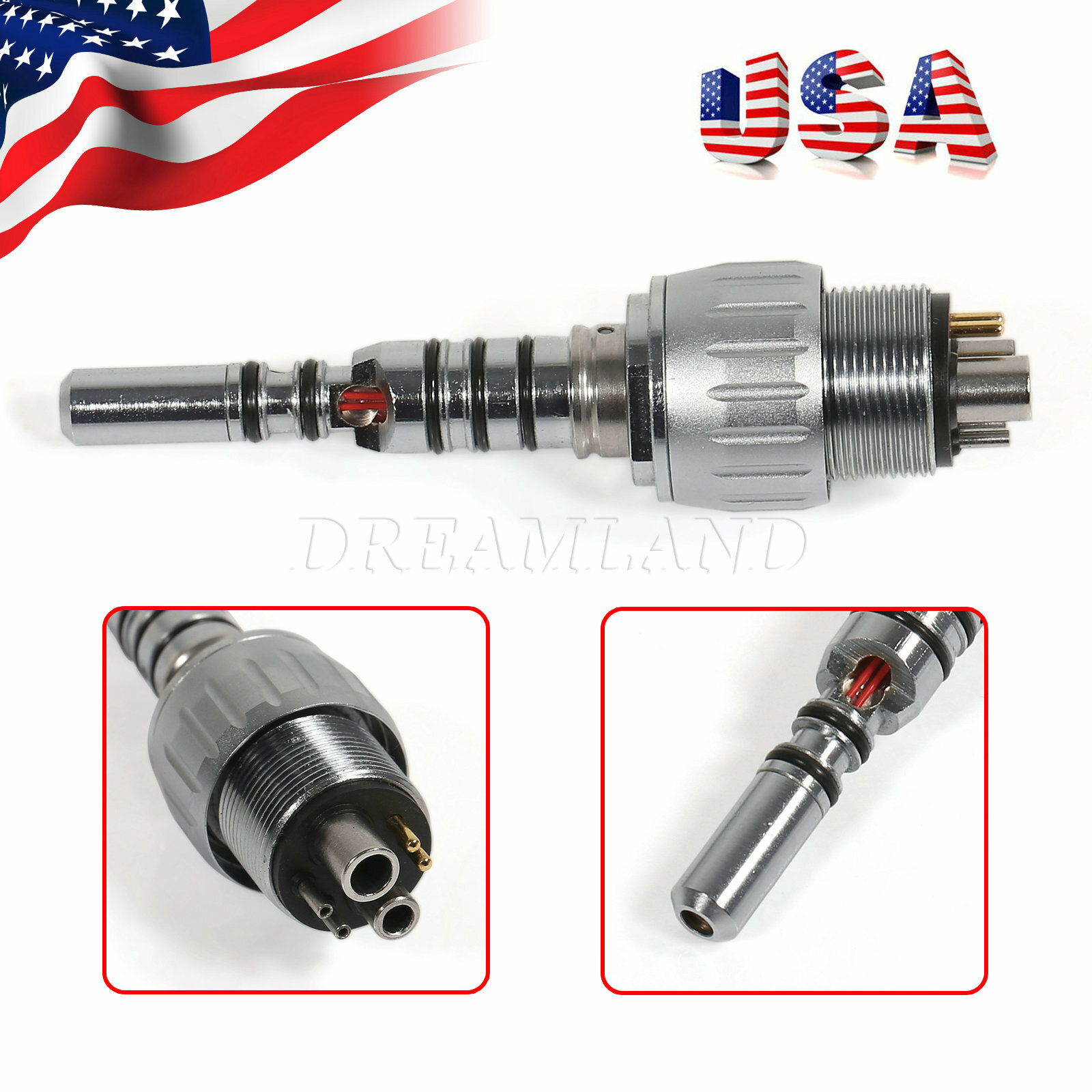 New 6-Hole Quick Coupler with LED Light for KaVo Fiber Optic Dental Handpiece