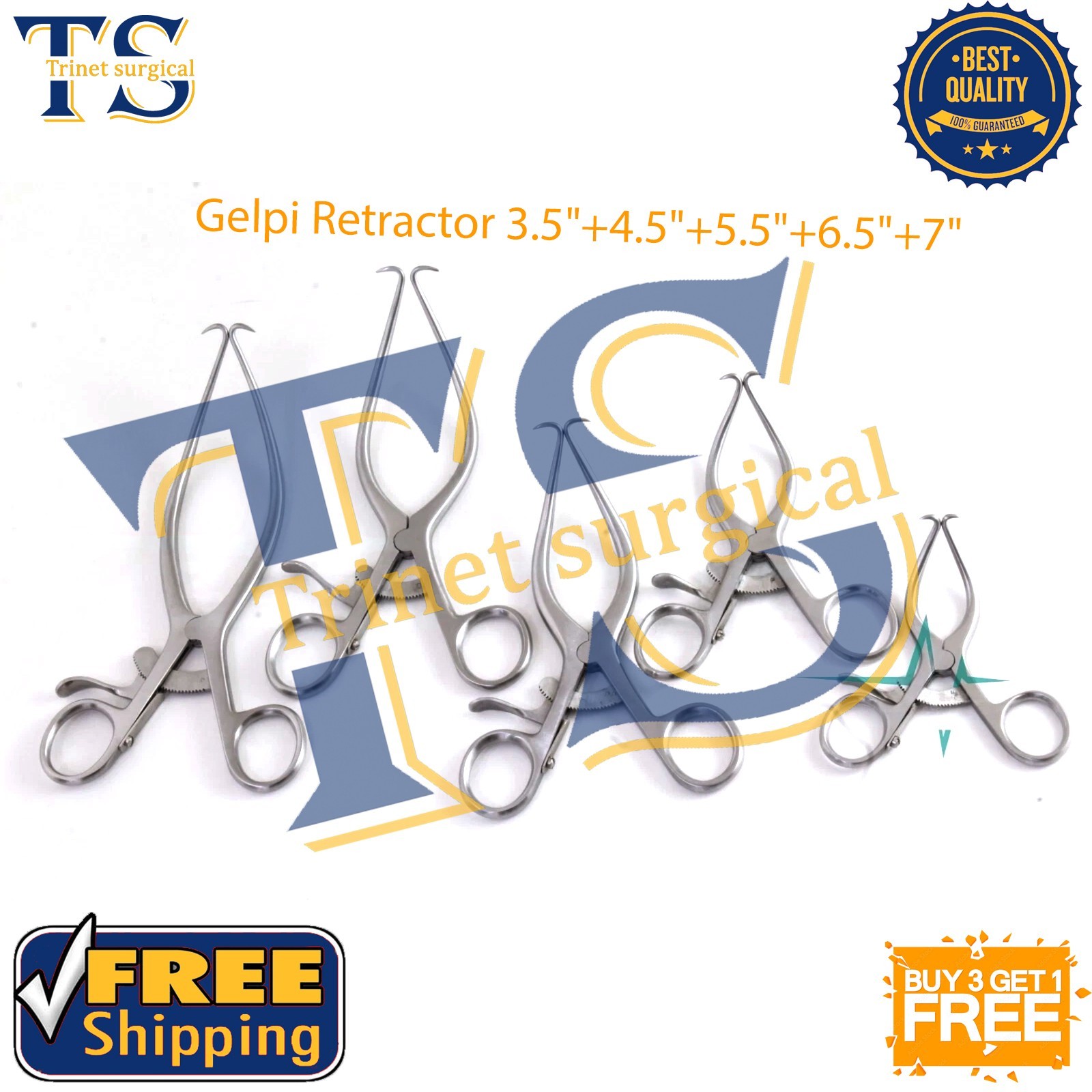 Gelpi Retractor 3.5″+4.5″+5.5″+6.5″+7″ 05 PCs Set Surgical Instruments