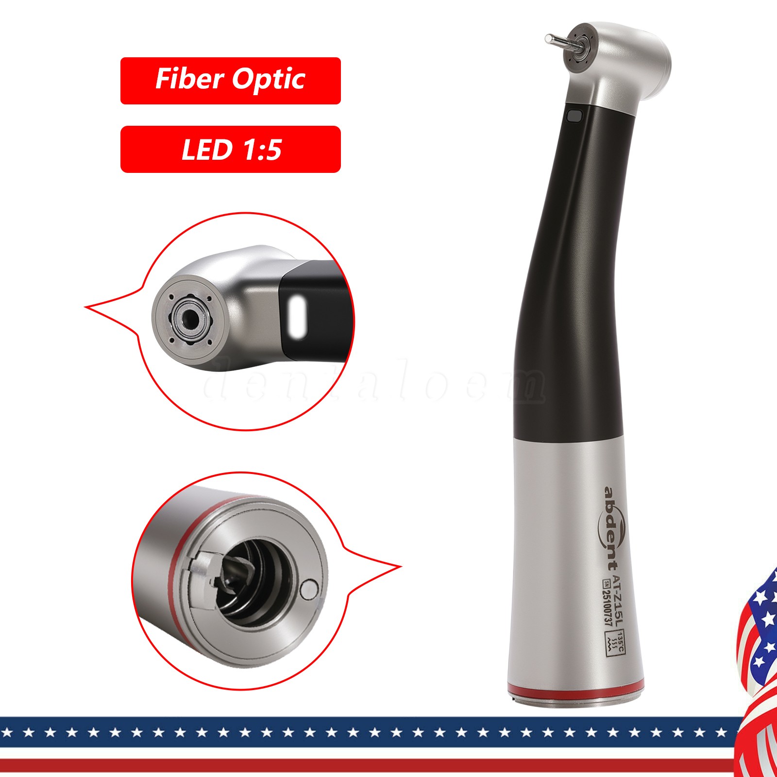 Woodpeck Style 1:5 High Speed Handpiece for MT2 MT3 Dental Electric Motor Black