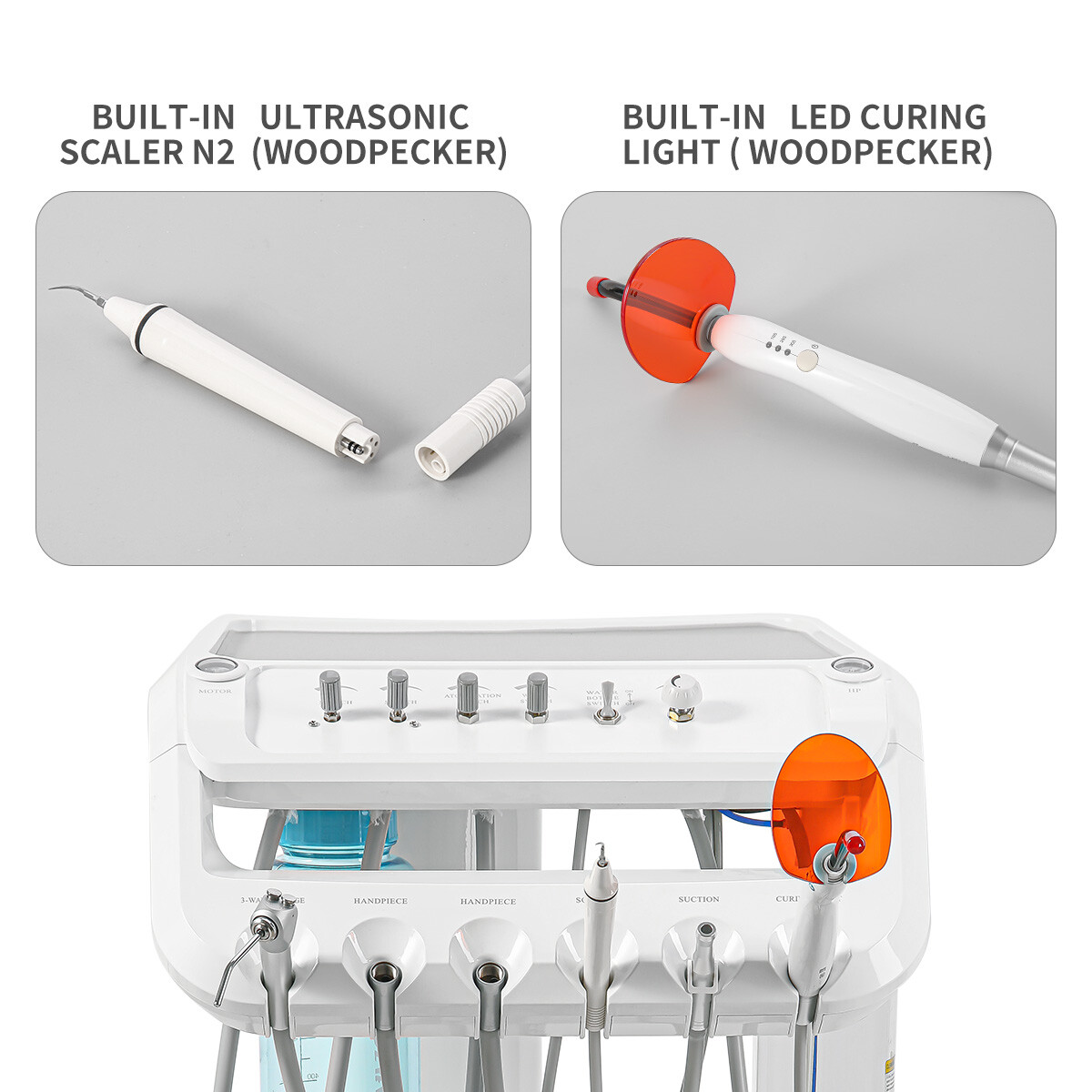 Dental Portable Mobile Delivery Unit Cart Suction System Air Compressor 4Holes