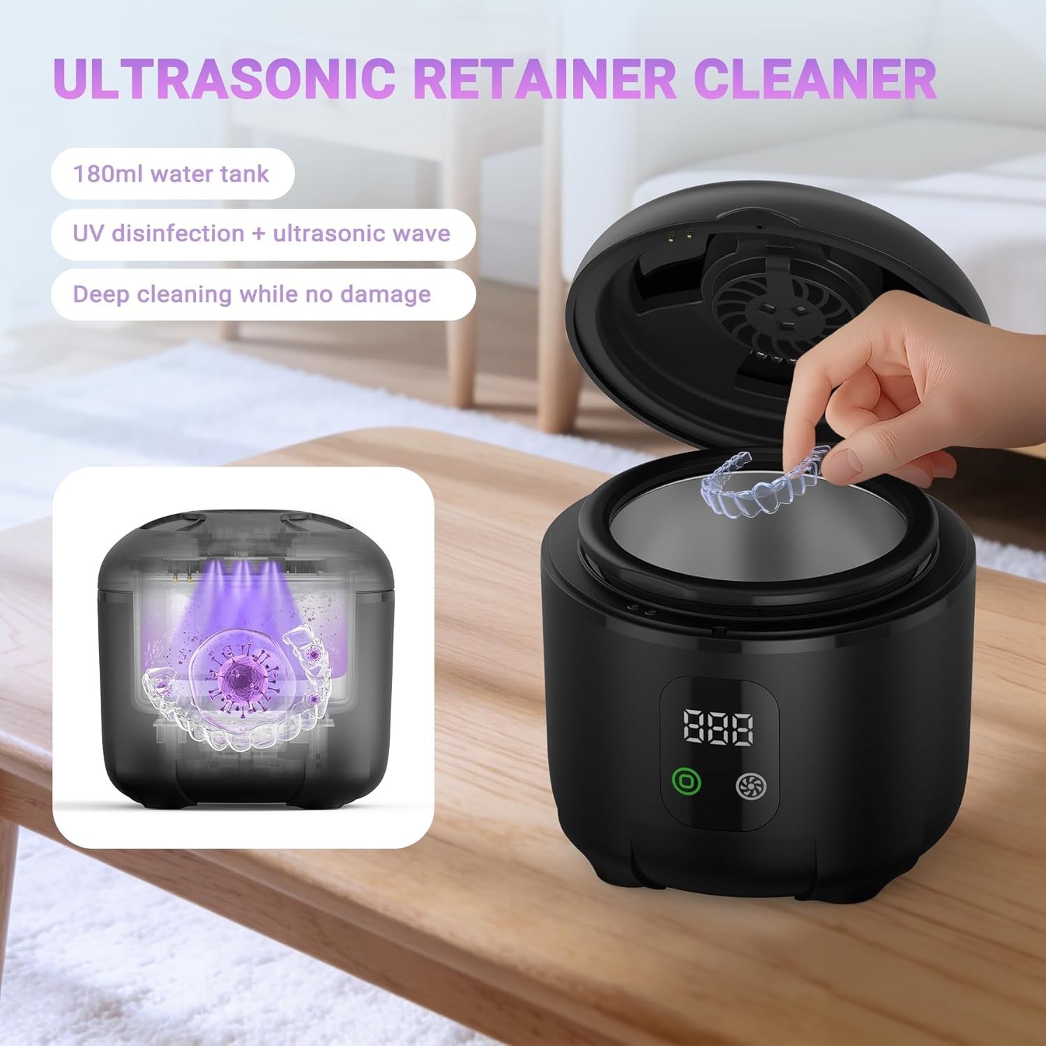 Limpiador ultrasónico de dentaduras de retención ultrasónico de 25 W
