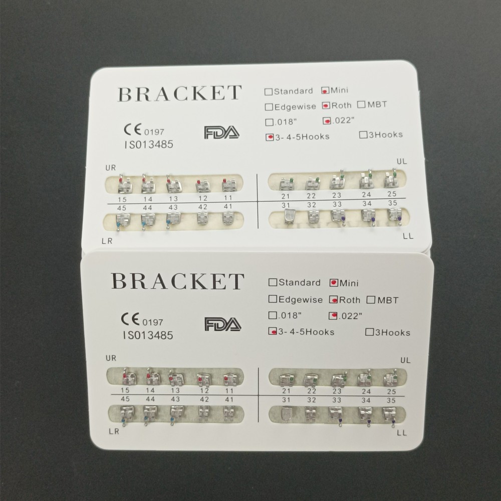 20Pcs/Kit Orthodontic Dental Metal Brackets MIM Braces Mini Roth 022 Hooks 345