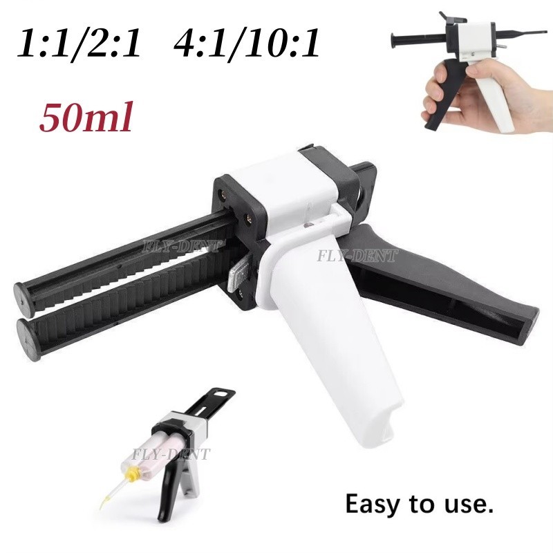 Dental Impression Material Mixing Cartridge Dispenser Delivery Gun 1:1 10:1 50ml
