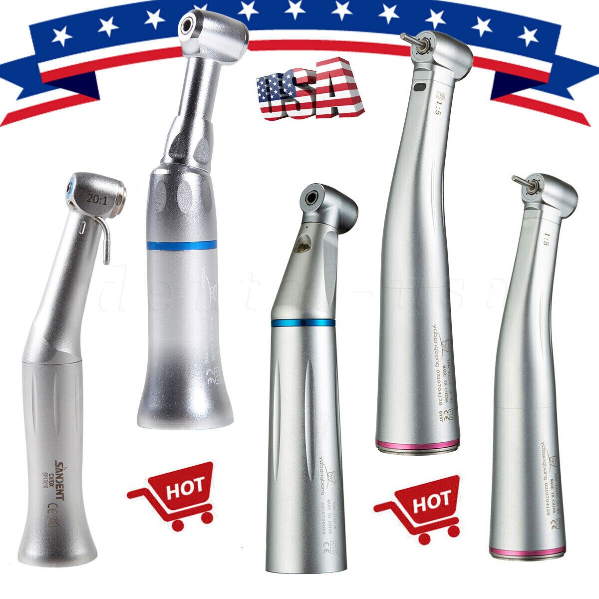 Dental 1:1 /1:5 /20:1 implant (LED) Low Speed Contra Angle Handpiece Fit NSK KaV