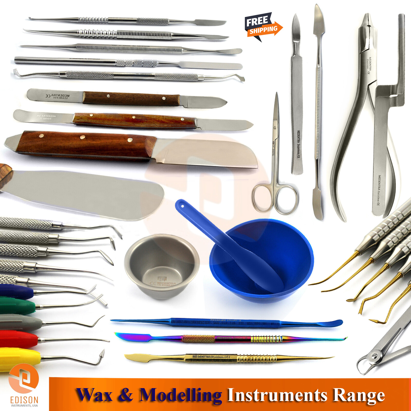 Professional Dental Laboratory Waxing Instruments Carvers Mixing Spatula Bowl