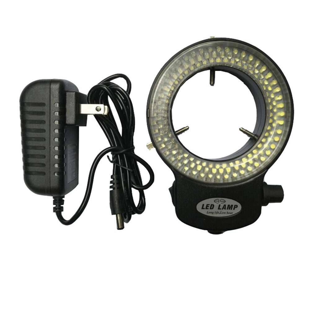 Powerful 144 LED Bulbs Microscope Ring Light Illuminator Lamp US Plug Adjustable
