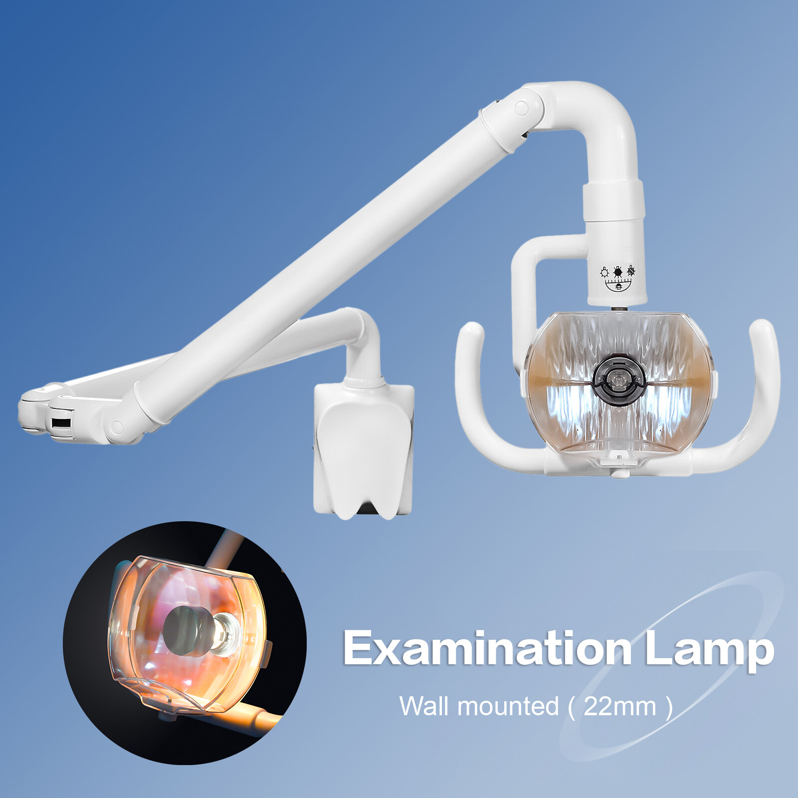 50W Wall-Mounted Dental Surgical Halogen Light Shadowless Lamp Light with Arm US