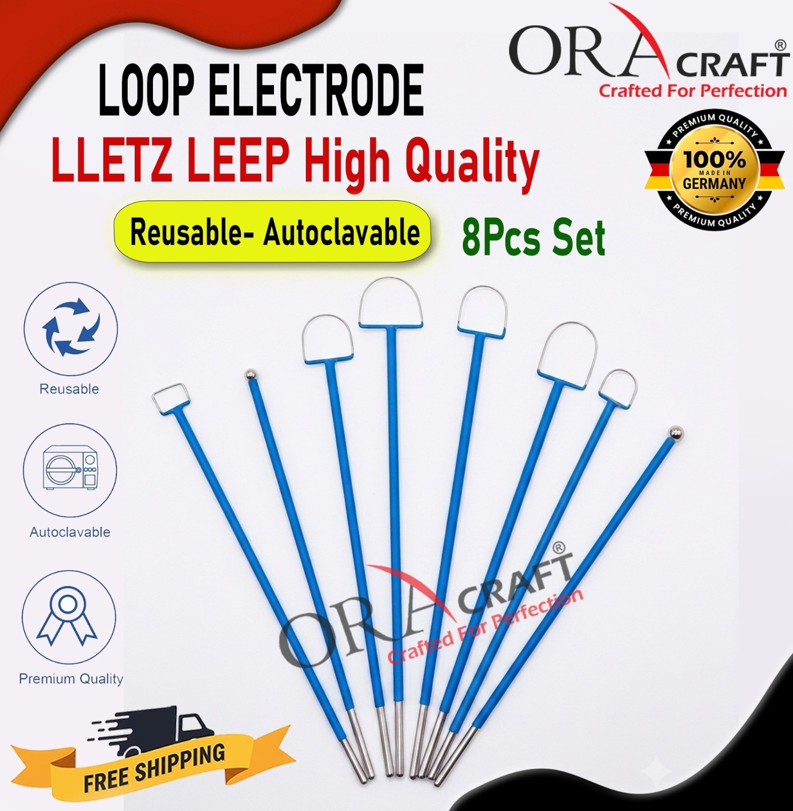 LLETZ LEEP Loop Electrode Set 8Pcs Reusable Autoclavable CE Certified