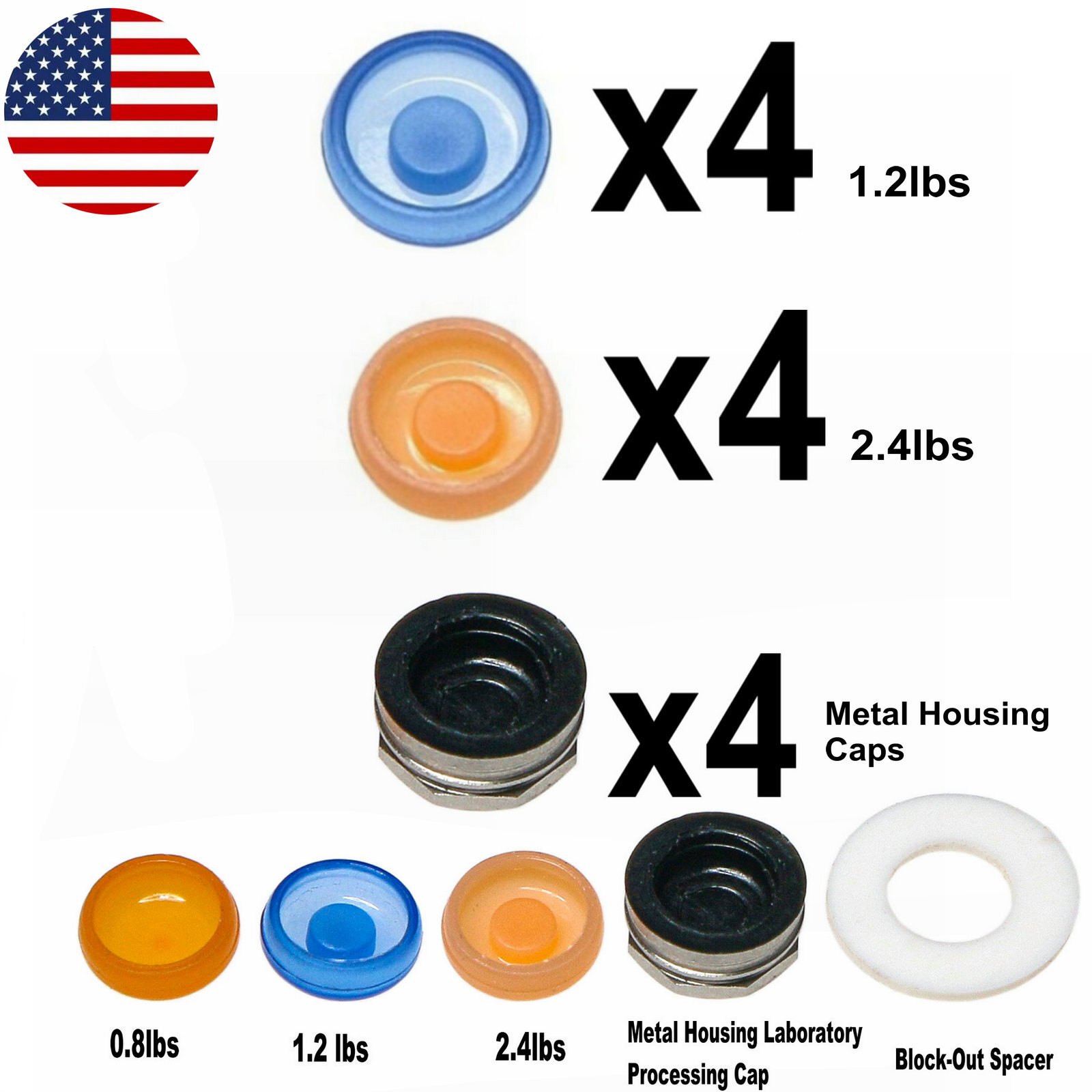 US Universal Metal Housing Caps 1.2/2.4lbs Overdenture Implant Retention Caps
