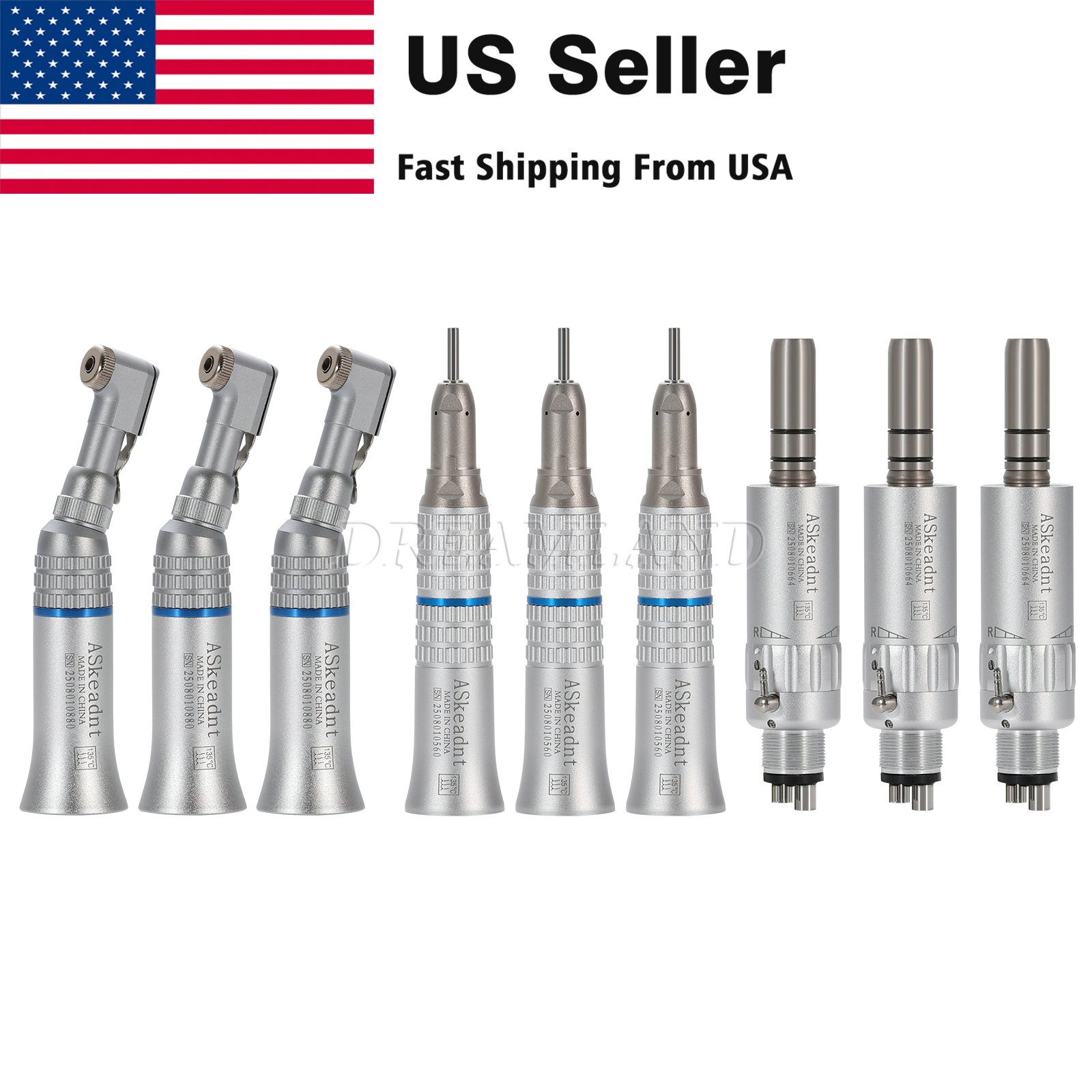 1-5X USA Dental Slow Low Speed Handpiece Straight Contra Angle Motor 2/4H L