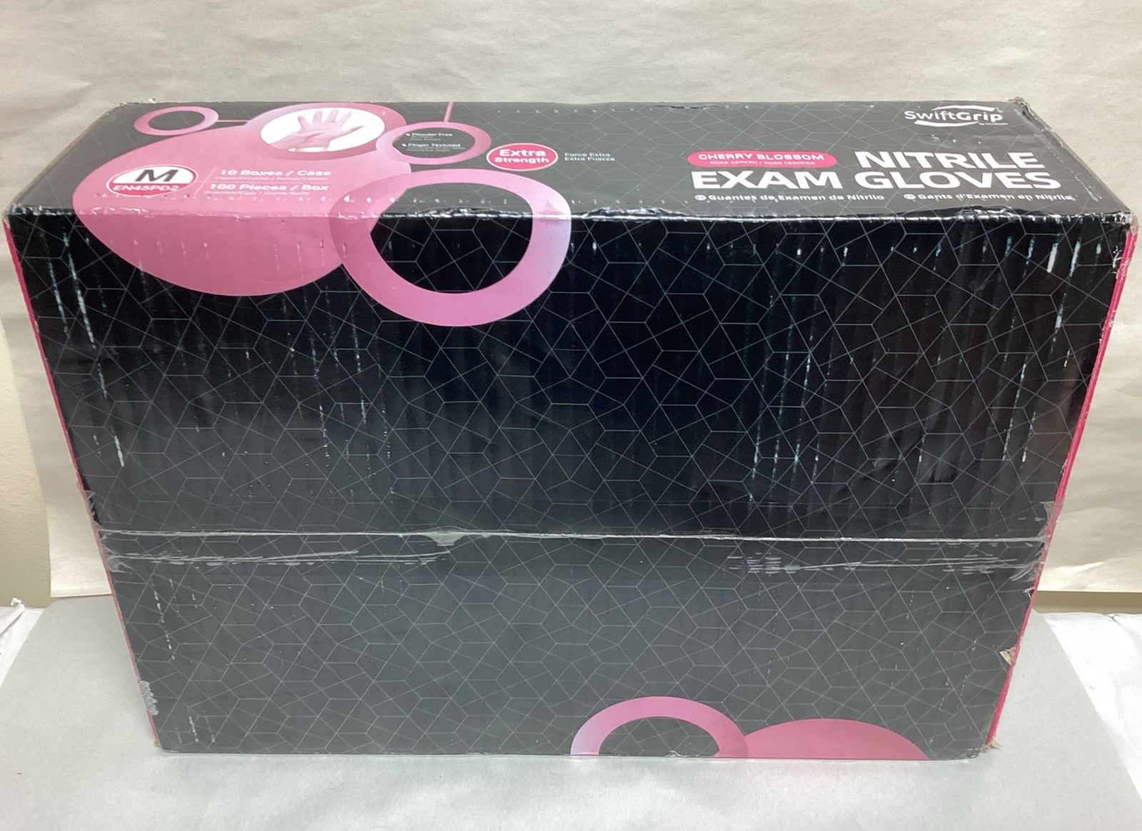 SwiftGrip ,Nitrile Exam Gloves, 1000 Pieces/ 10 Boxes – Medium, Cherry Blossom