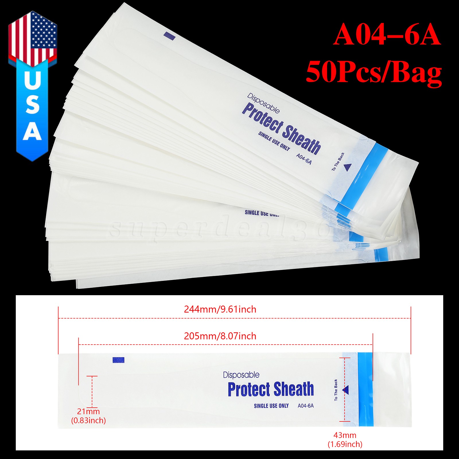 50pcs Oral Camera Protective Sleeve Sheath Cover Disposable A04-6A