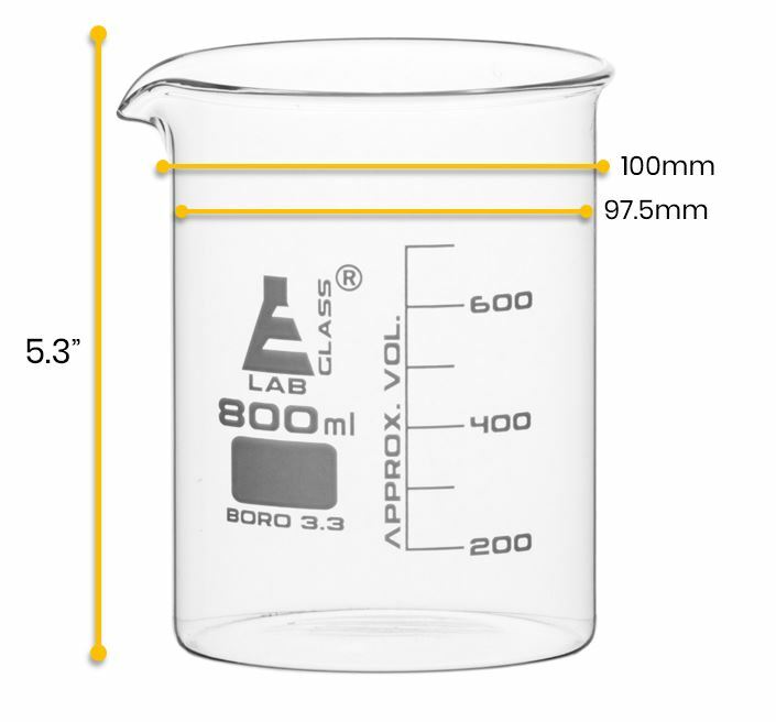 Eisco Labs 600ml Beakers, Low Form, 50mL Grad. – Borosilicate Glass – 6 Pack