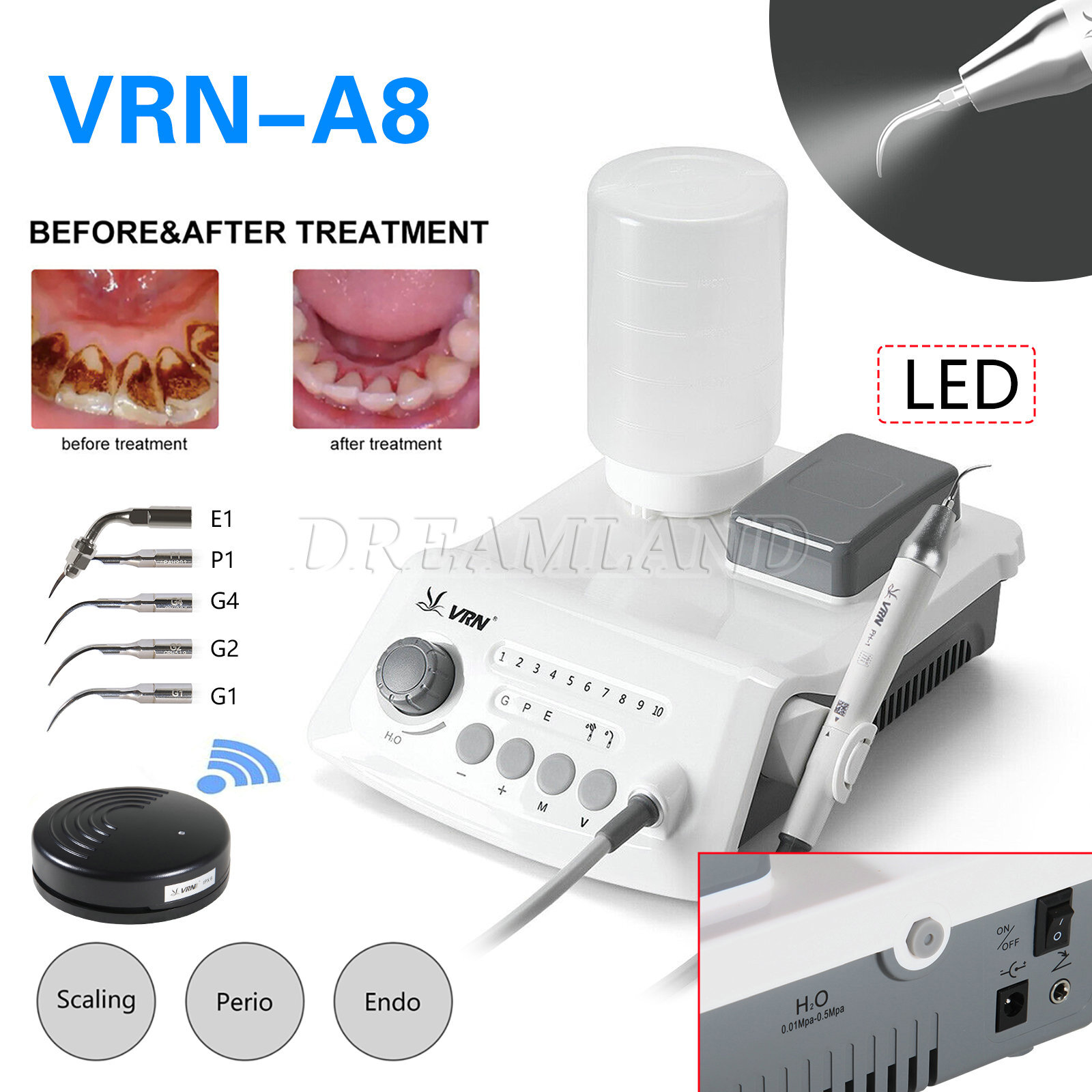 Dental Ultrasonic Piezo Scaler /1*Detachable LED Handpiece Fit EMS Woodpecker ty