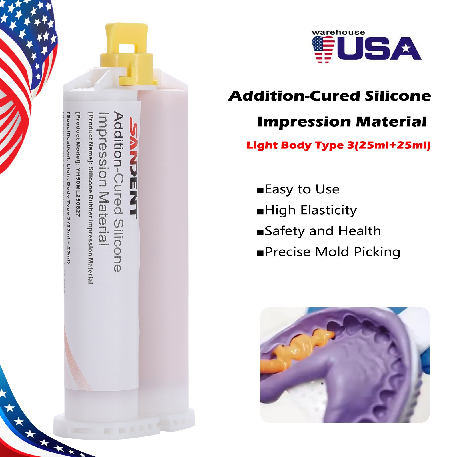 Light Body Dental Silicone Impression Material Putty Base+Catalyst SANDENT