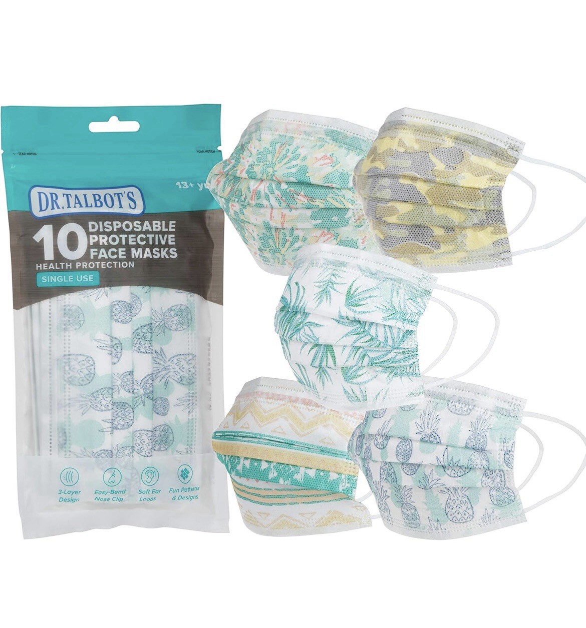 Dr. Talbot’s (90 Pack) Disposable Kids Face Masks Unisex Prints (Ages 6-12)