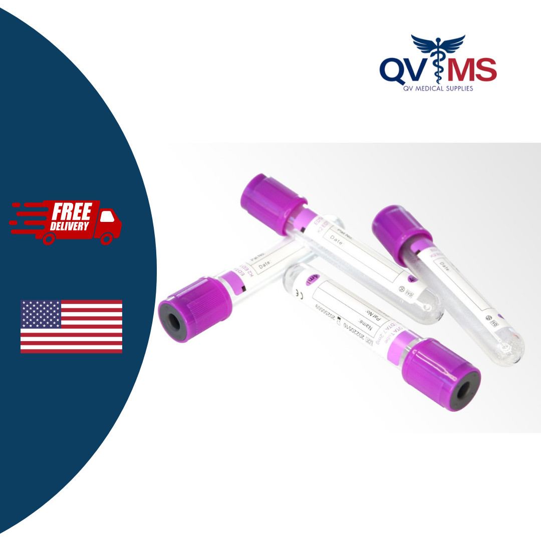 Vacuum Blood Collection Tube K2 EDTA Additive 13x75mm 4mL Purple/Lavender 200pcs