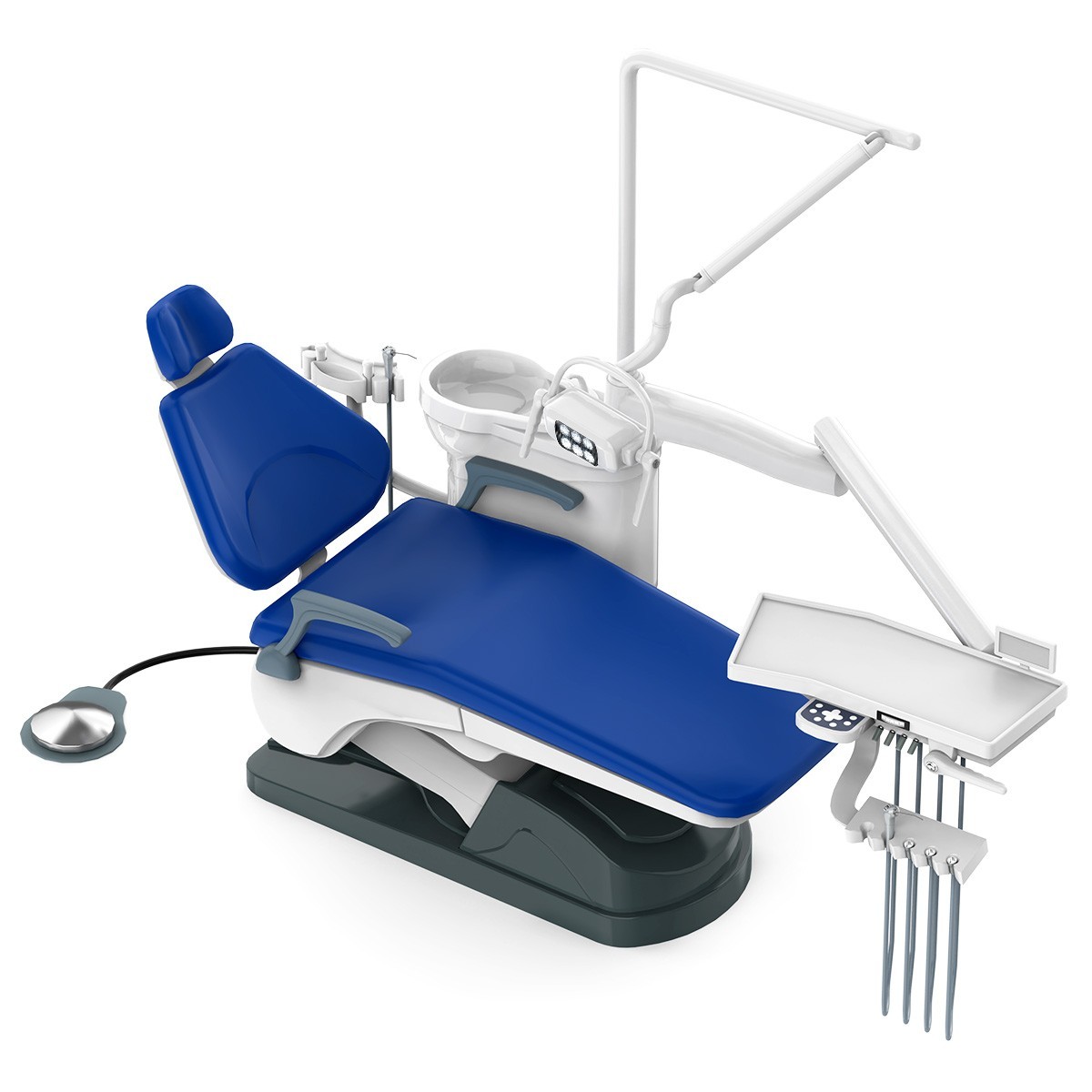 Dental Chair Unit Computer Controlled DC Motor Integral Blue PU+ Stool