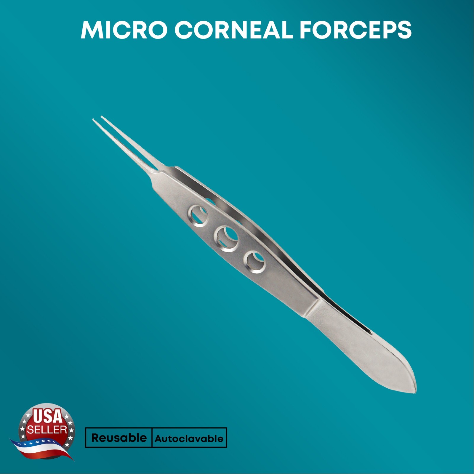 Micro Corneal Forceps 0.40mm Tying Toothed Tip 1 x 2 Teeth Ophthalmic Instrument