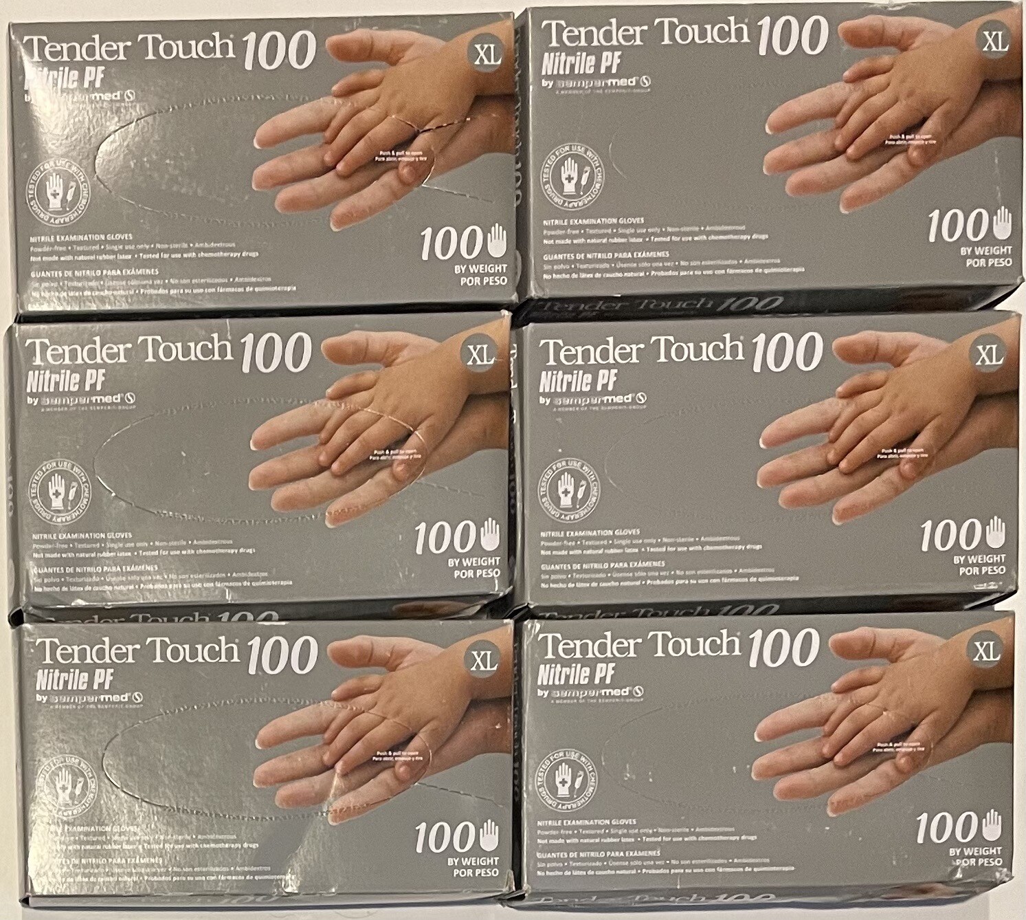 Tender Touch SemperMed Nitrile Powder Free Gloves 100 Count Lot Of 600 XL