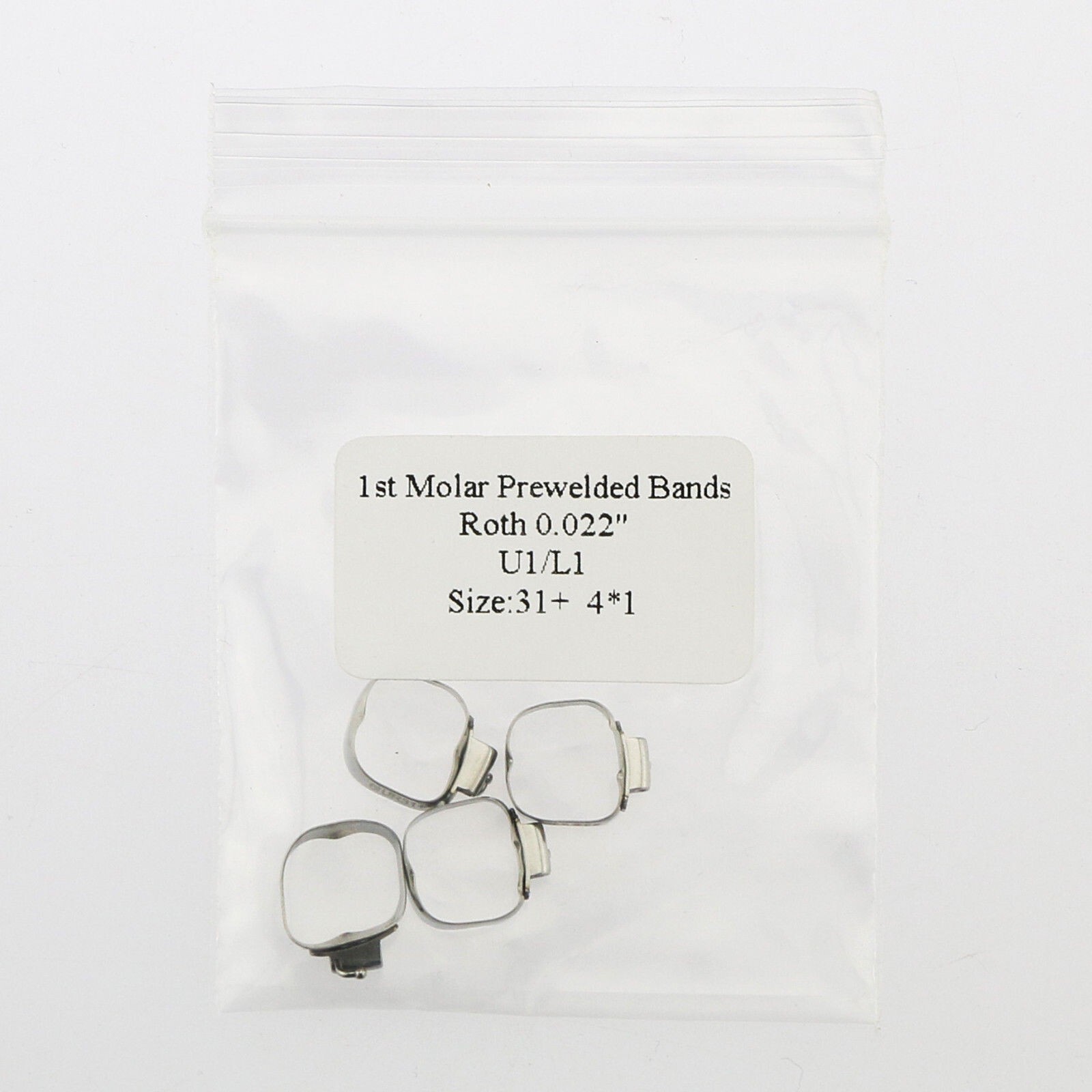 Dental 1st Molar Bands Roth 022 Plain #29-44 Band Buccal Tube U1L1 Lingual Cleat