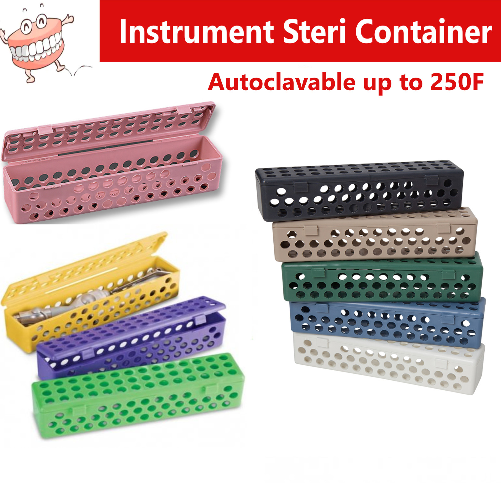 Dental Surgical Medical Instrument Sterilization Case Plastic, Autoclave to 250F