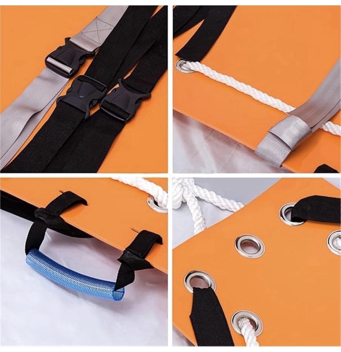 Roll-Up Rescue Stretcher (Orange), with Safety Rope and Non-Slip Handle