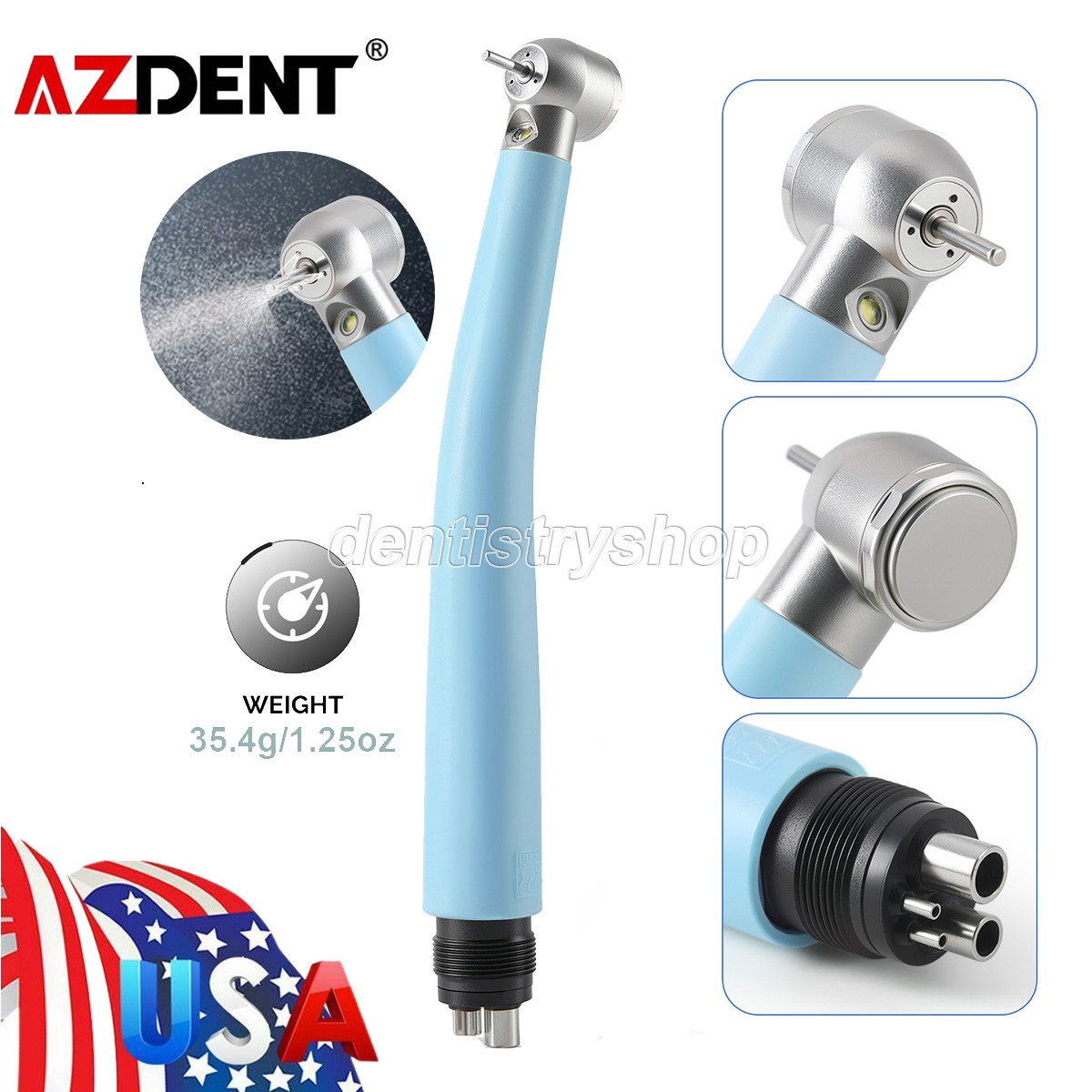 E-generator Pieza de mano LED con fibra dental Turbina de alta velocidad 4hole