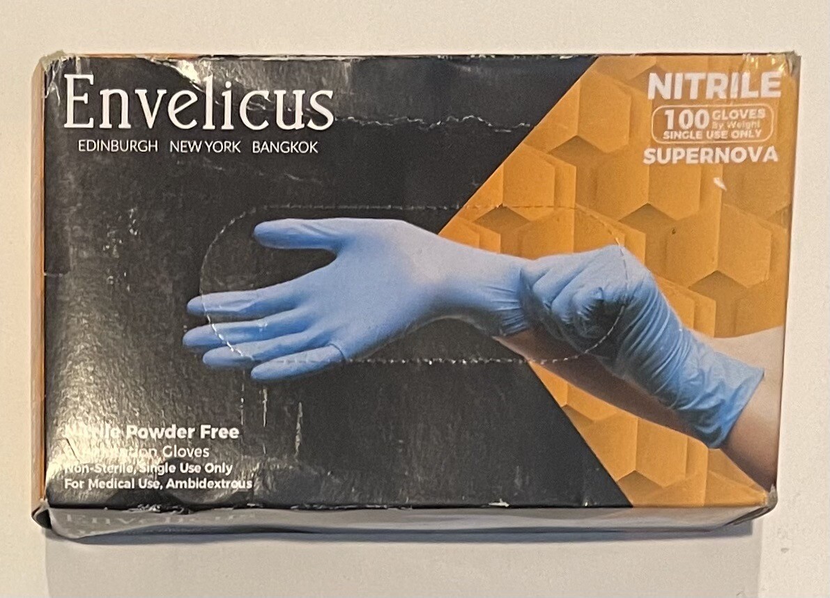 Envelicus Nitrile Blue Examination Disposable Powder Free Gloves 100 Count