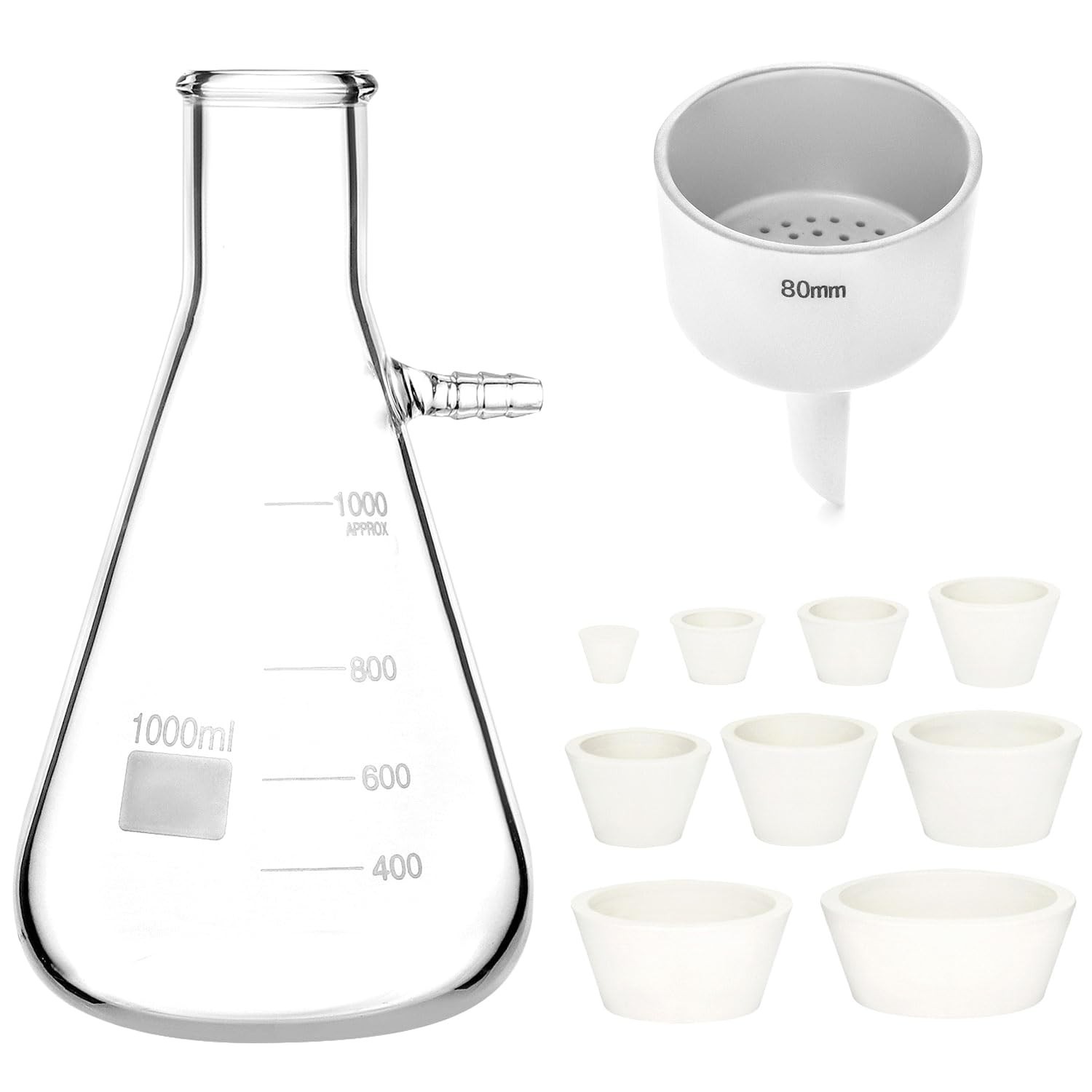 1000ML Borosilicate Buchner Funnel Kit with 80mm Funnel – High Temp Resistant