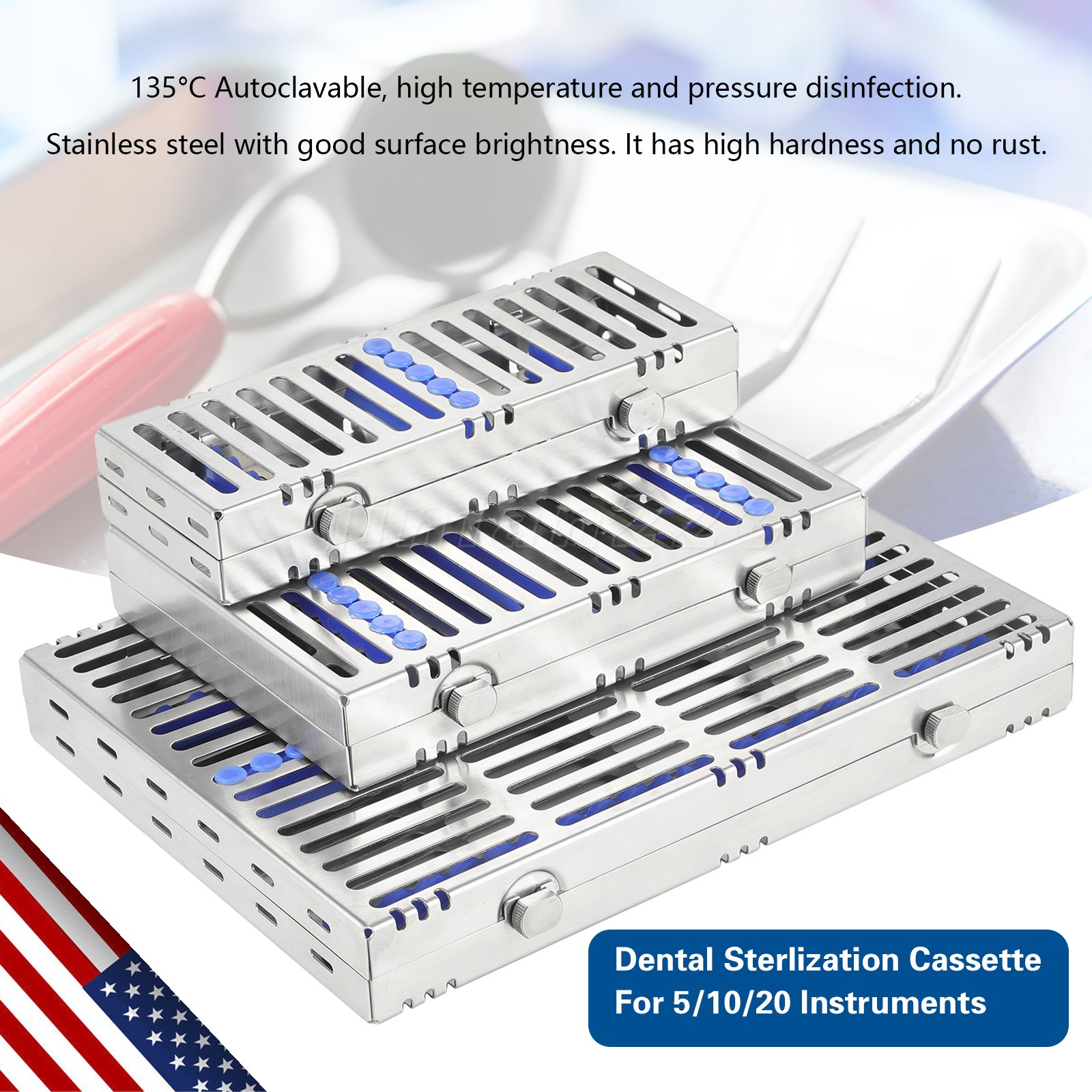 Sterilization Tray Box Case Disinfection Box SS for 5 10 20 Surgical Instruments