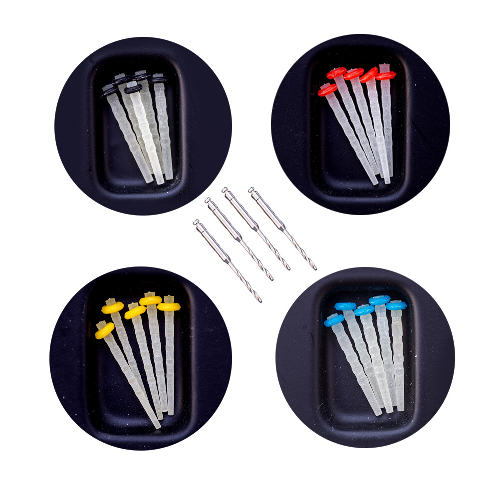 Easyinsmile Dental Fiber Post Endodontic Quartz Glass Screw Piles With 4 Drills