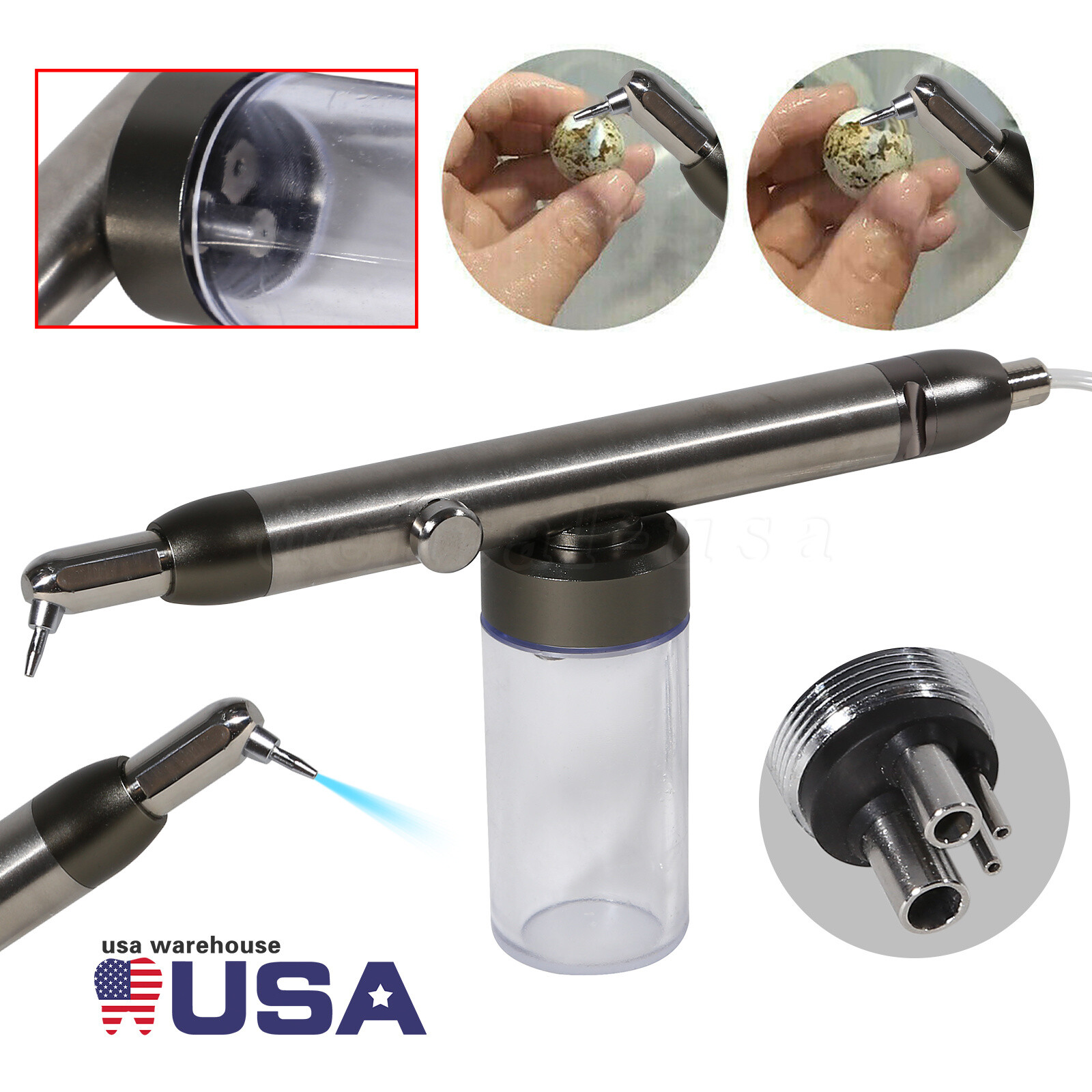 Dental Aluminum Oxide Micro blaster Air Abrasion Microetcher Sandblaster 4Holes