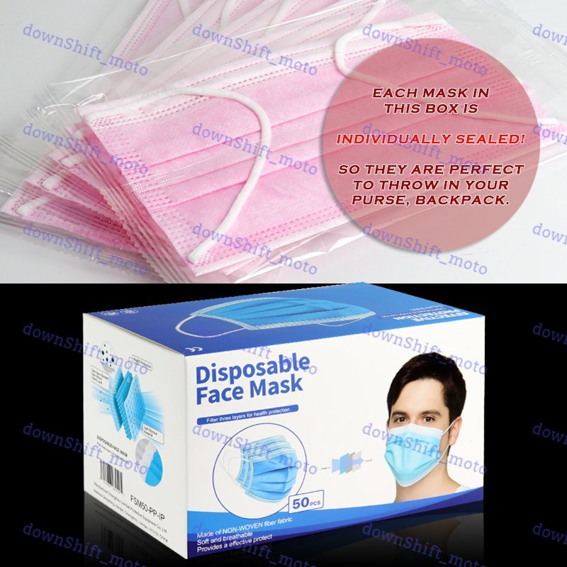 PINK Disposable Face Mask 100PCS Non Medical 3-Ply Earloop Dust Cover Masks