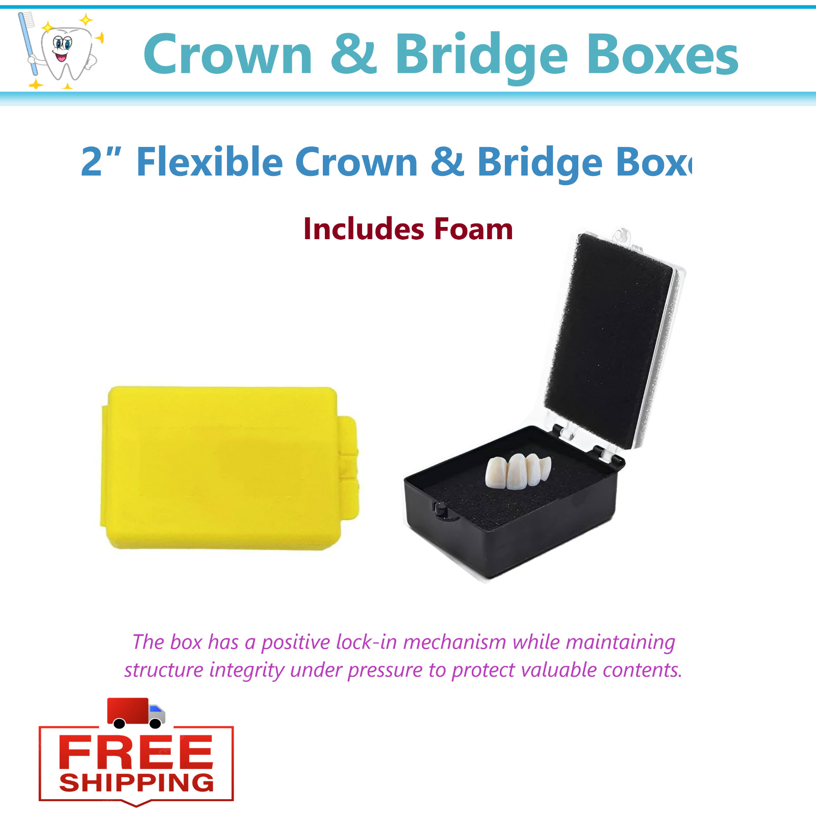 Dental 2″ Flexible Crown & Bridge Boxes Laboratory Shipping Crown Storage Box