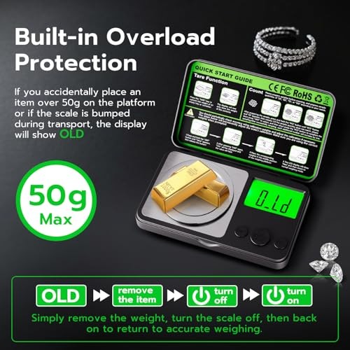 Digital Milligram Scale 50g x 0.001g, Mini Precision Scale with Tare weight Func