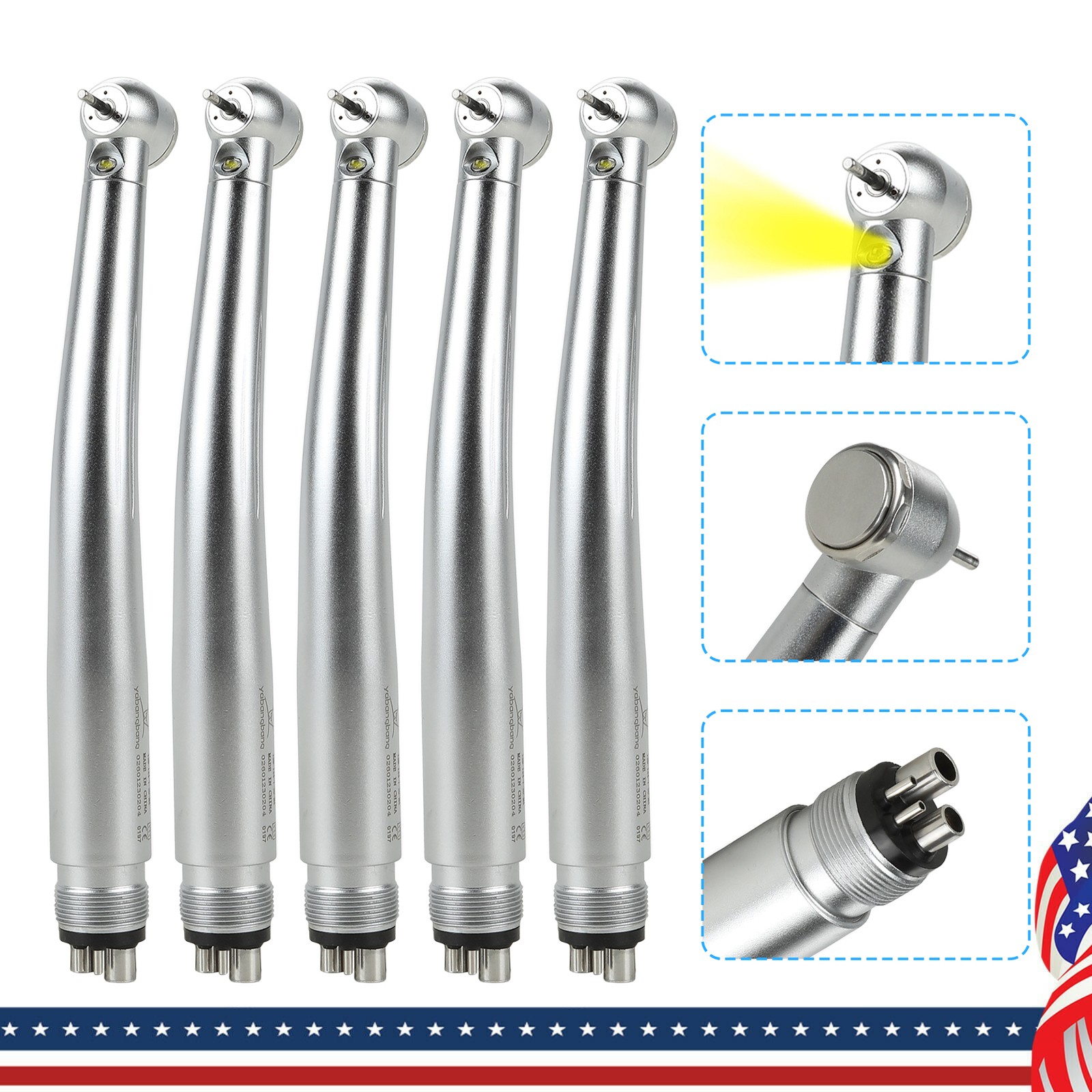 1-10 PCS Dental LED Fiber Optic Turbine High Speed Handpiece Push Button 2/4Hole