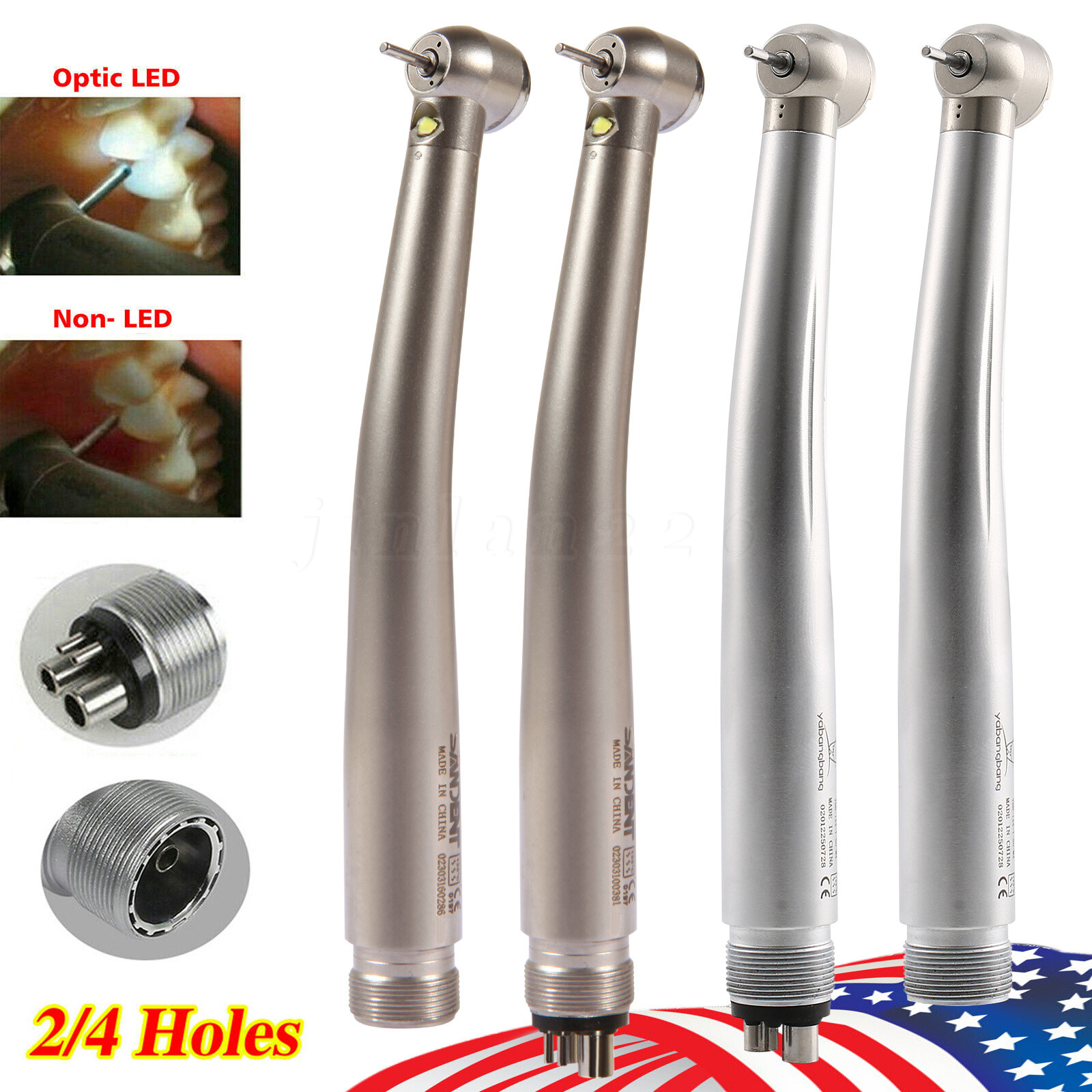 SANDENT Dental LED E-generator / No-LED High Speed Turbine Handpiece 2Hole/4Hole